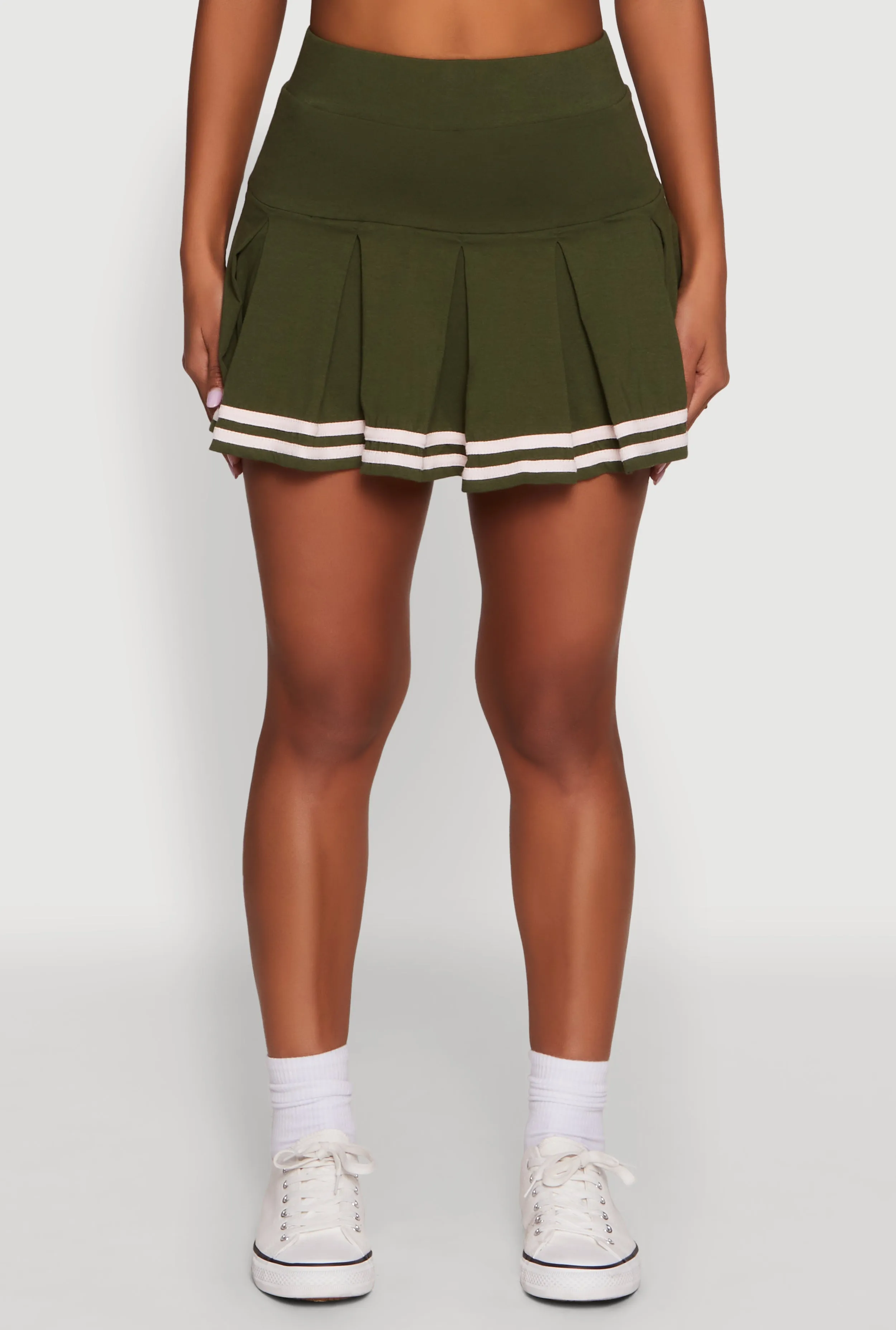 Varsity Stripe Drop Waist Pleated Skirt sold by Rainbow product image thumbnail 3