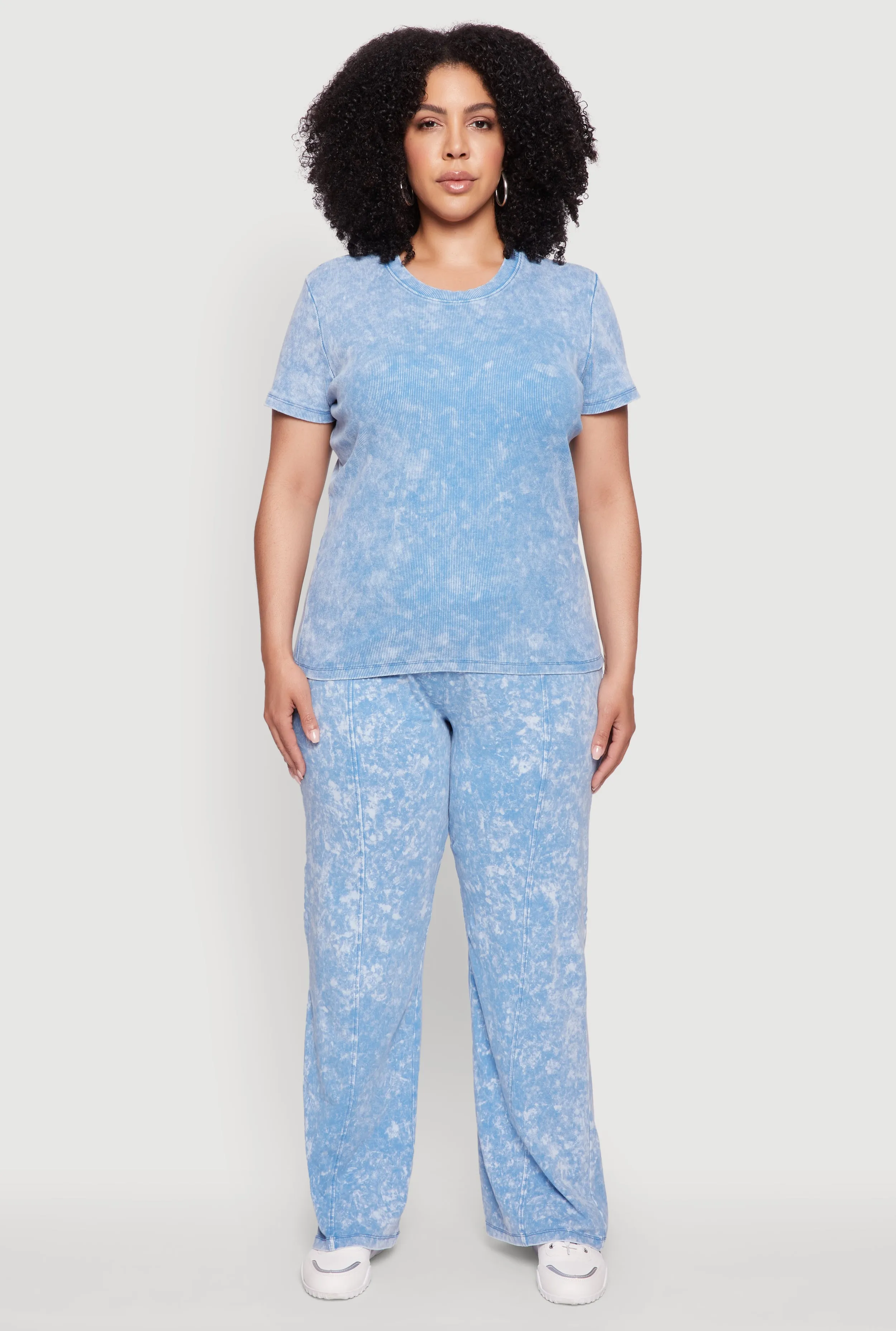 Plus Size Acid Wash Pintuck Wide Leg Pants sold by Rainbow product image thumbnail 2