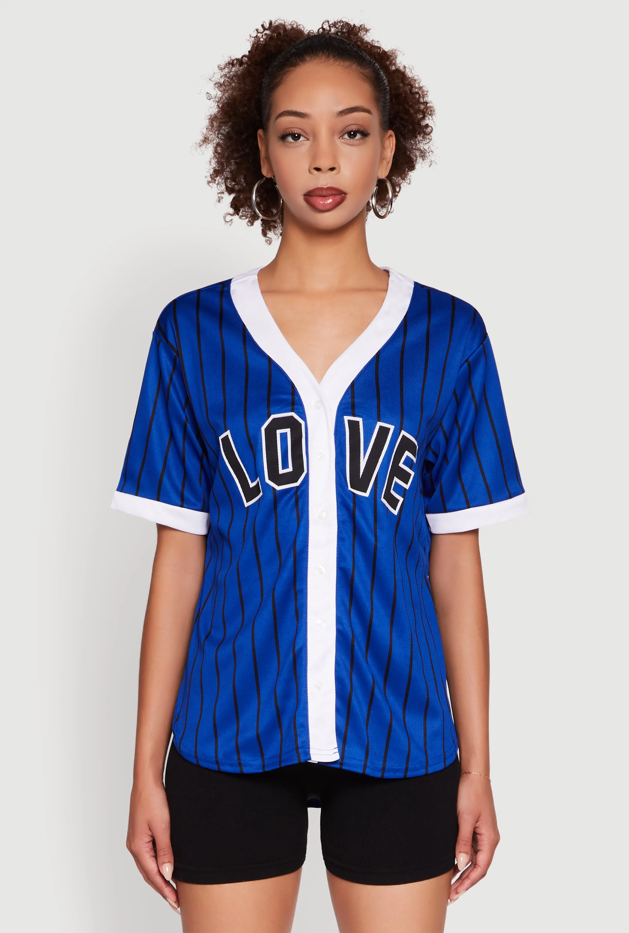 Trendy Striped Love Graphic Baseball Jersey sold by Rainbow product image thumbnail 2