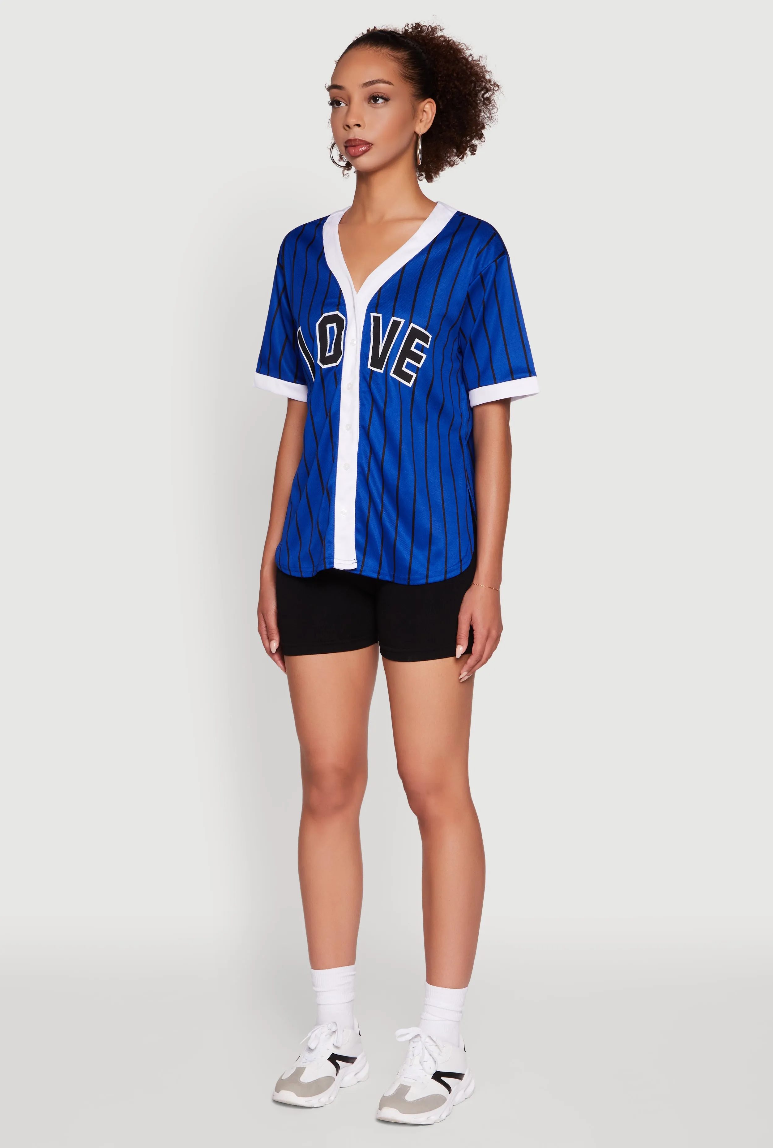 Trendy Striped Love Graphic Baseball Jersey sold by Rainbow product image thumbnail 5