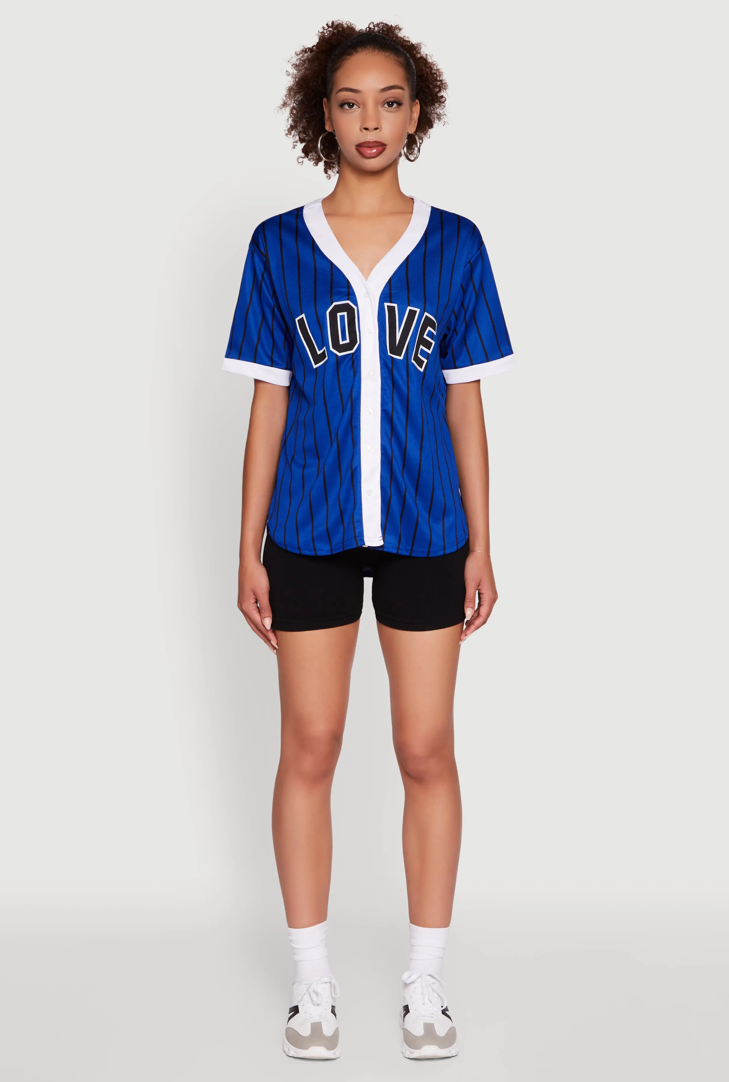 Trendy Striped Love Graphic Baseball Jersey sold by Rainbow product image thumbnail 3