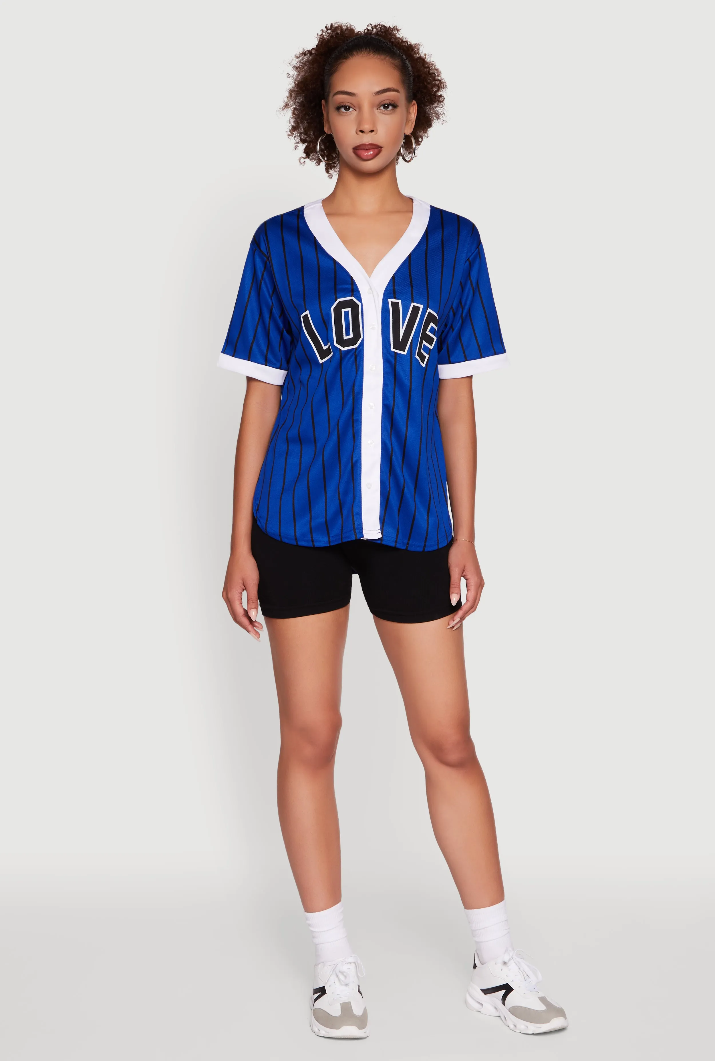 Trendy Striped Love Graphic Baseball Jersey sold by Rainbow