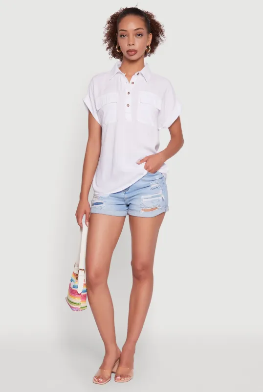Button Front Dolman Sleeve Shirt sold by Rainbow