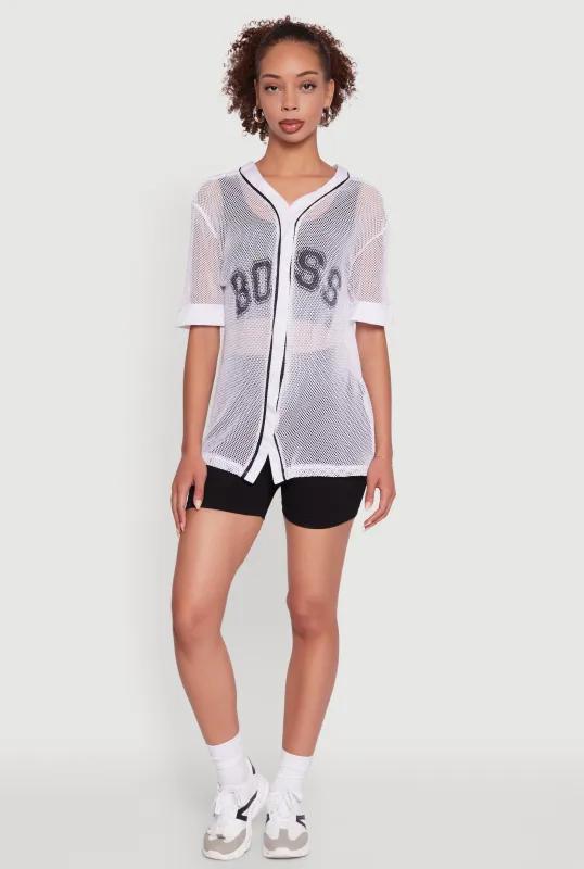 Fishnet Boss Graphic Baseball Shirt sold by Rainbow