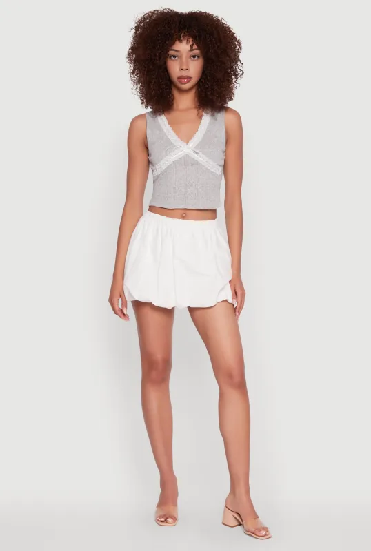 Trendy High Waisted Mini Bubble Hem Skort sold by Rainbow