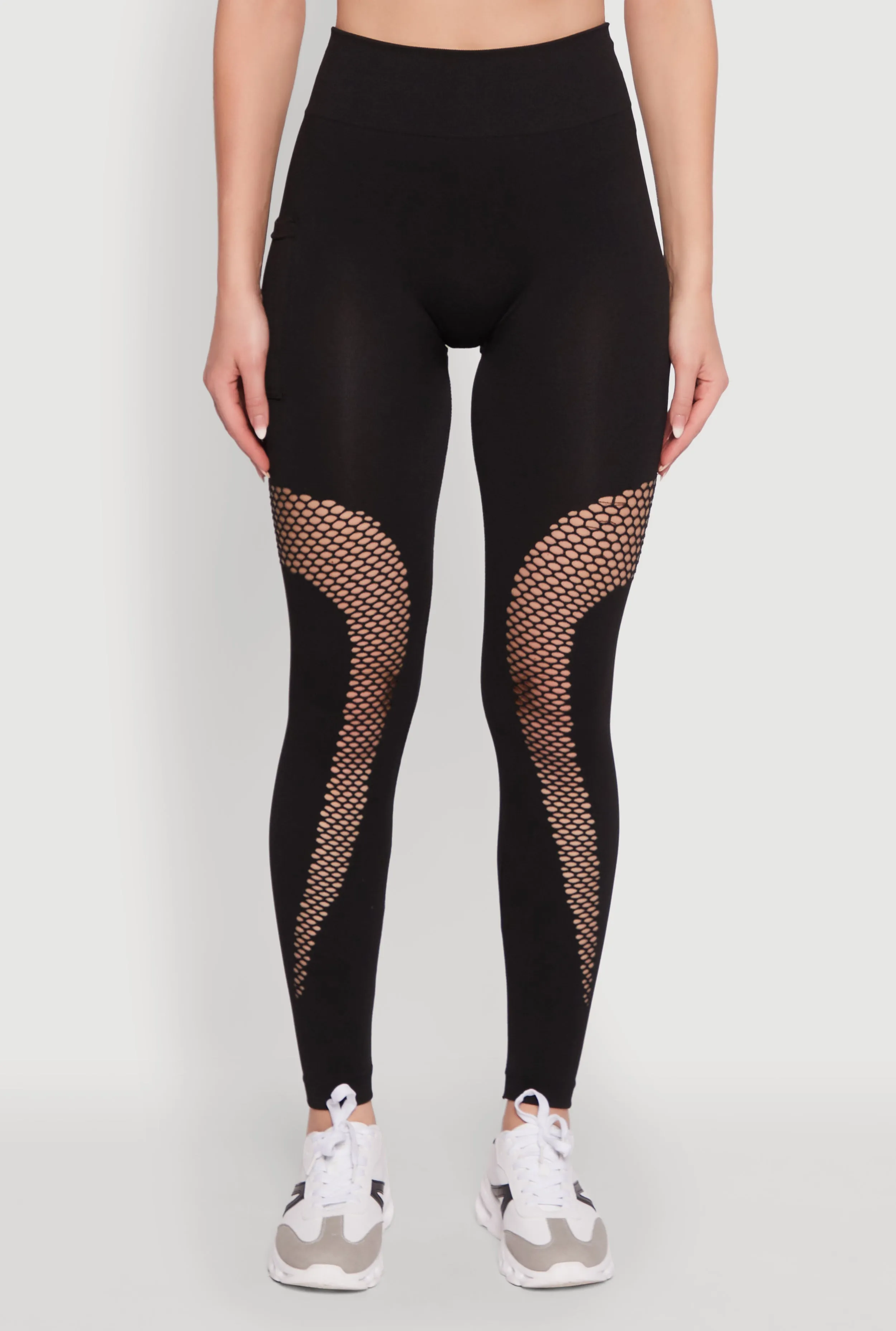 Fishnet Detail High Waisted Leggings with Booty Lift sold by Rainbow product image thumbnail 5