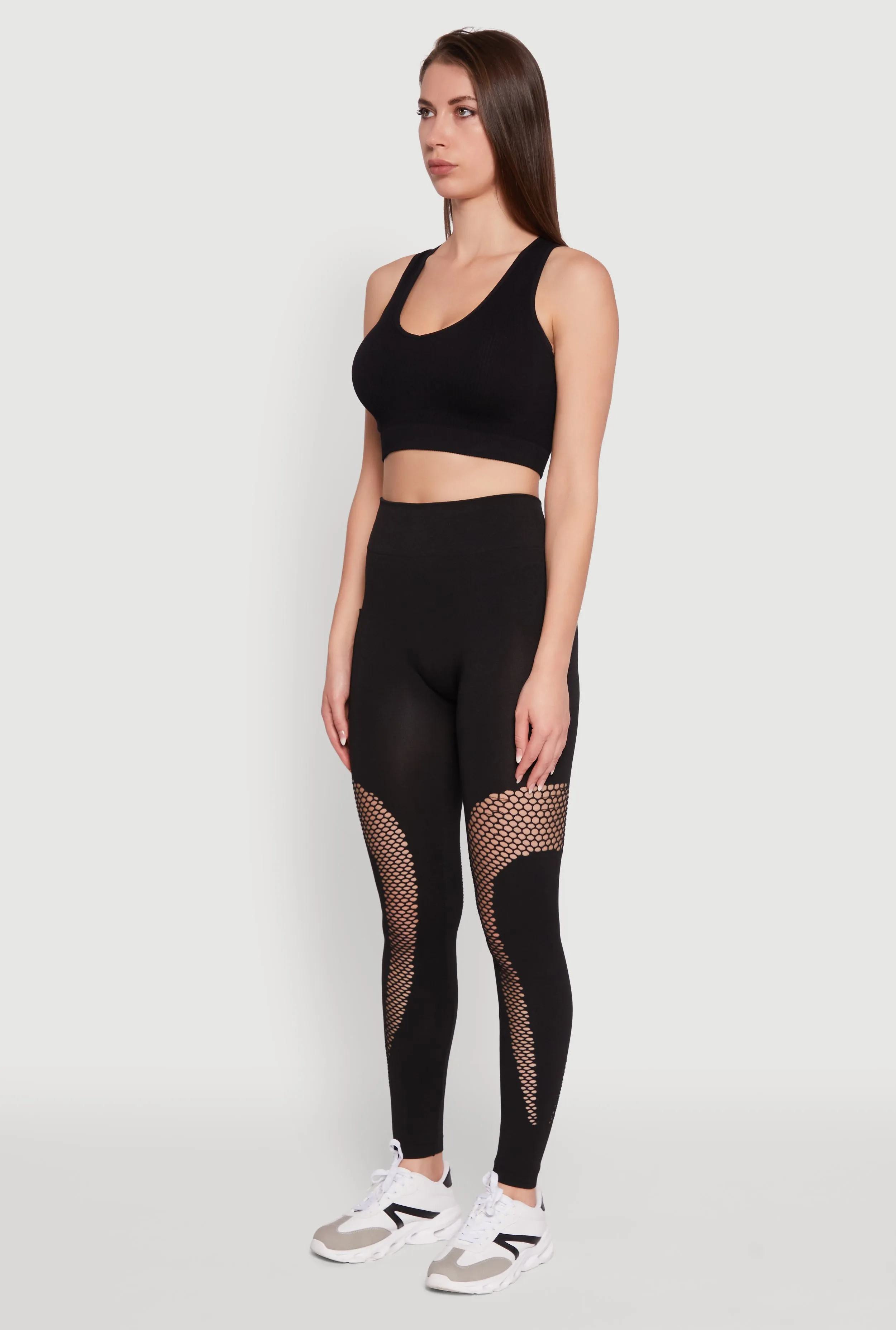 Fishnet Detail High Waisted Leggings with Booty Lift sold by Rainbow product image thumbnail 3