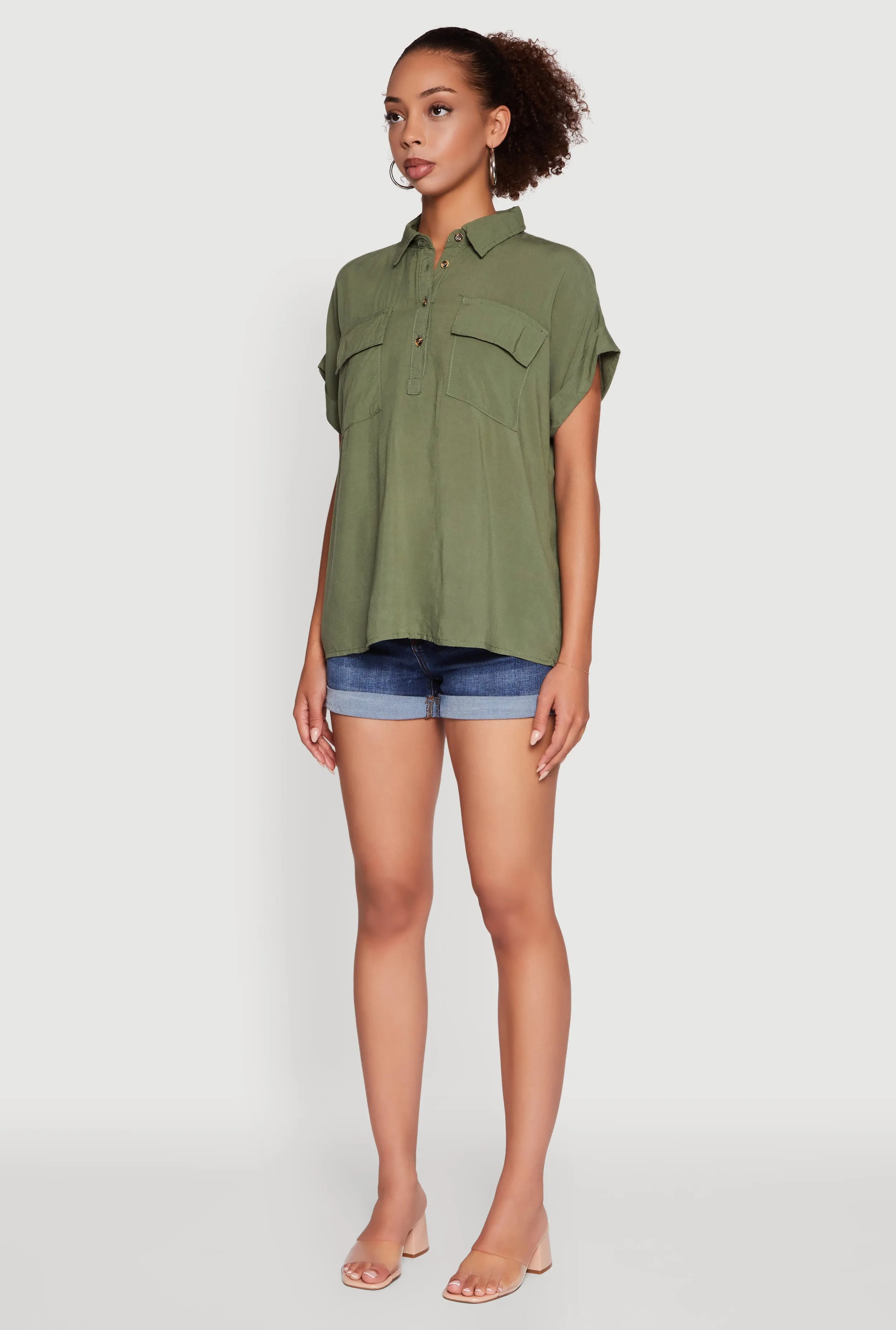 Button Front Dolman Sleeve Shirt sold by Rainbow product image thumbnail 5