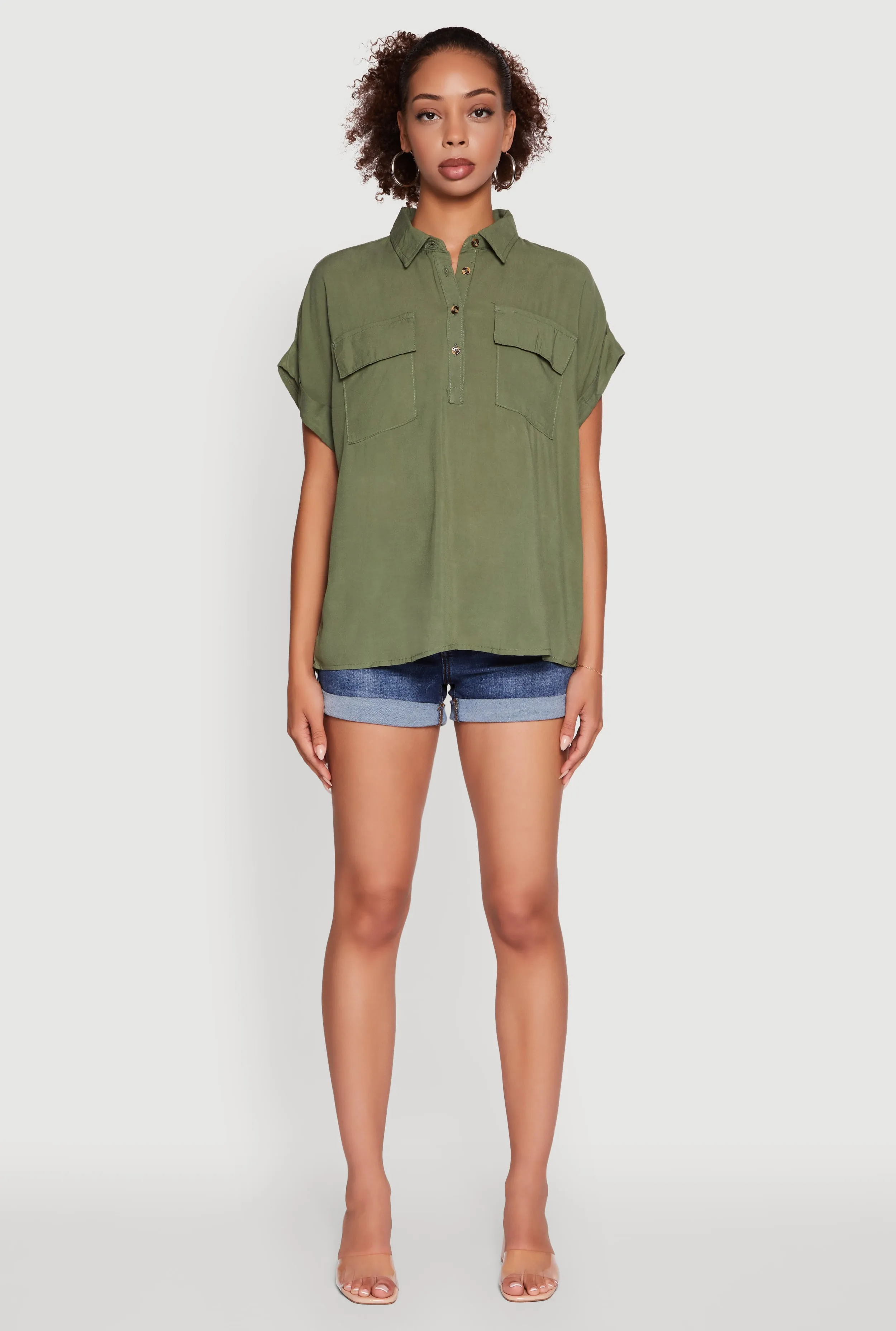 Button Front Dolman Sleeve Shirt sold by Rainbow product image thumbnail 3