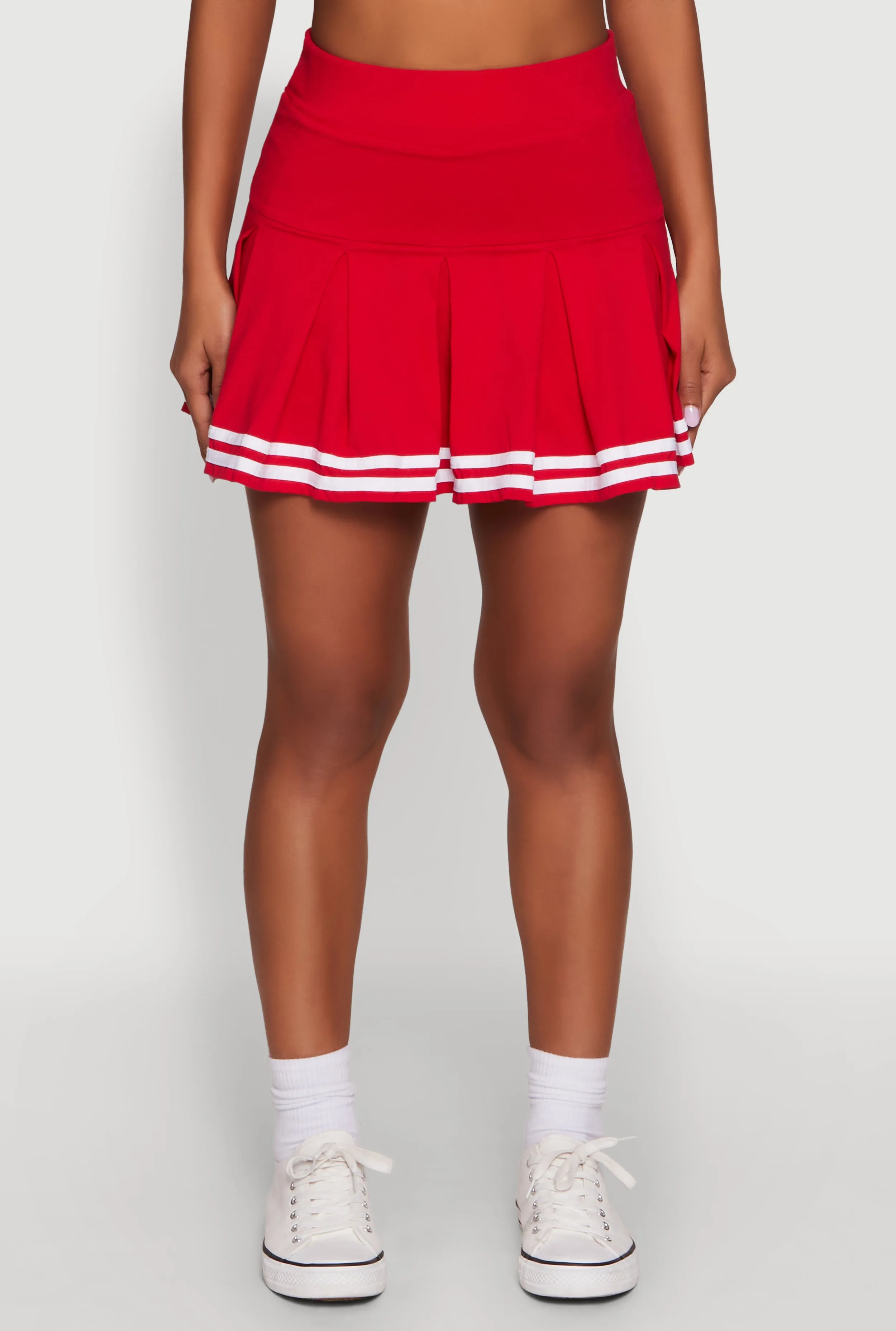 Varsity Stripe Drop Waist Pleated Skirt sold by Rainbow product image thumbnail 3