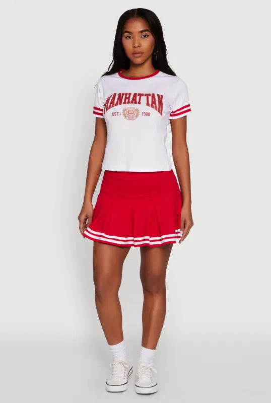 Varsity Stripe Drop Waist Pleated Skirt sold by Rainbow