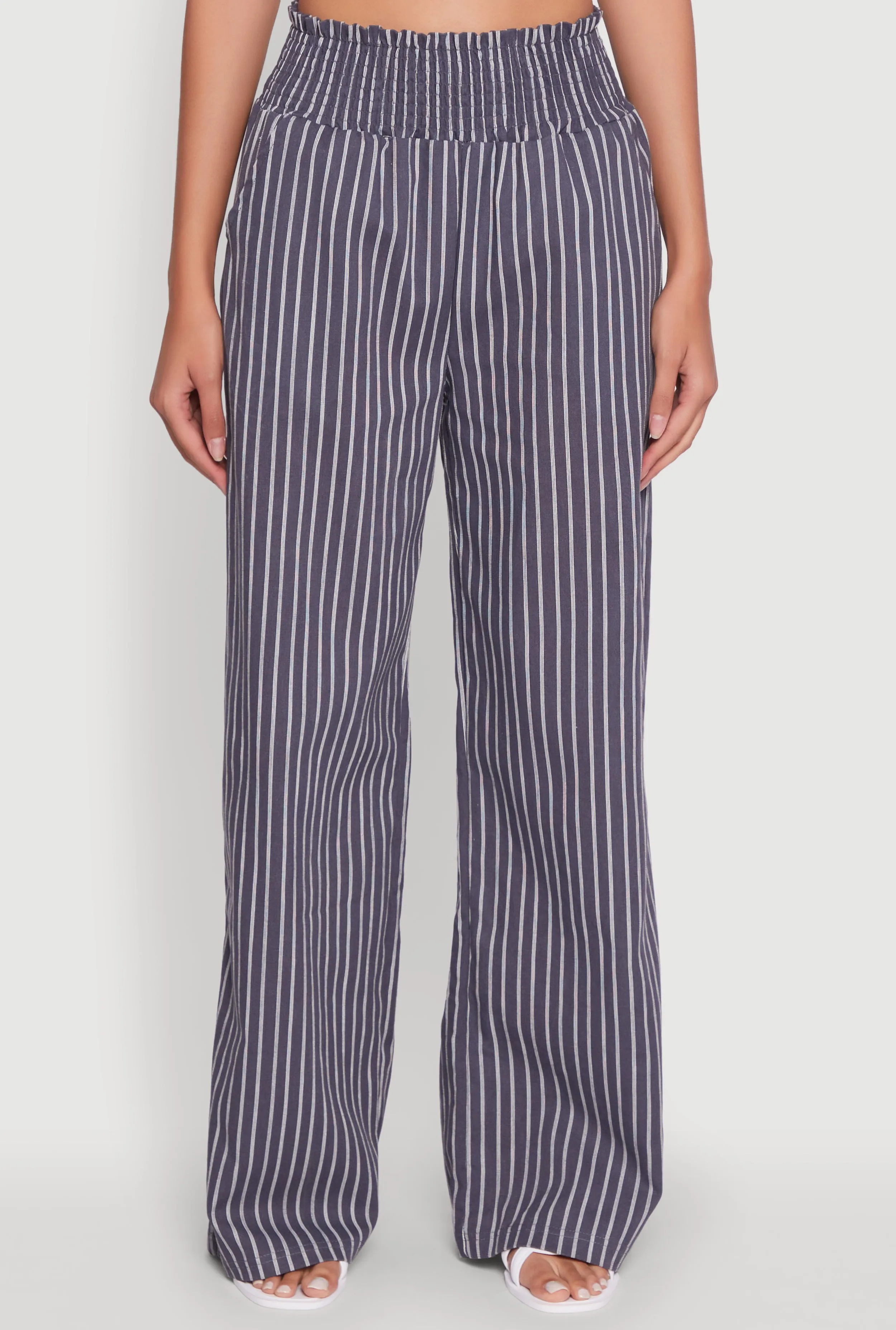 Trendy Linen Striped Smocked Waist Wide Leg Pants sold by Rainbow product image thumbnail 5