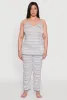 Plus Size Striped Lace Detail Cami Pajama Top and Pants Set sold by Rainbow