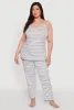 Plus Size Striped Lace Detail Cami Pajama Top and Pants Set sold by Rainbow