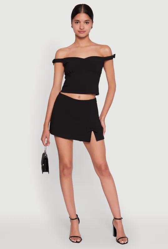 Iris Bow Detail Slit Front Skort sold by Rainbow