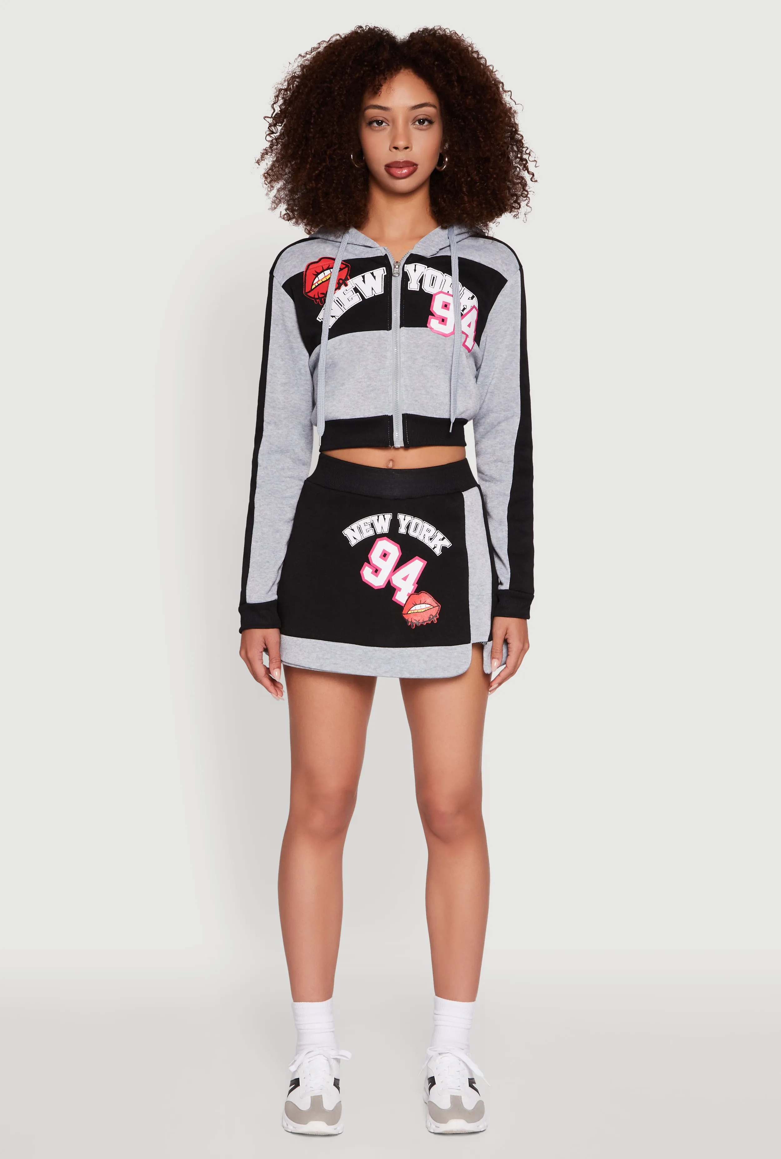 Trendy New York Graphic Cropped Hooded Sweatshirt sold by Rainbow product image thumbnail 3