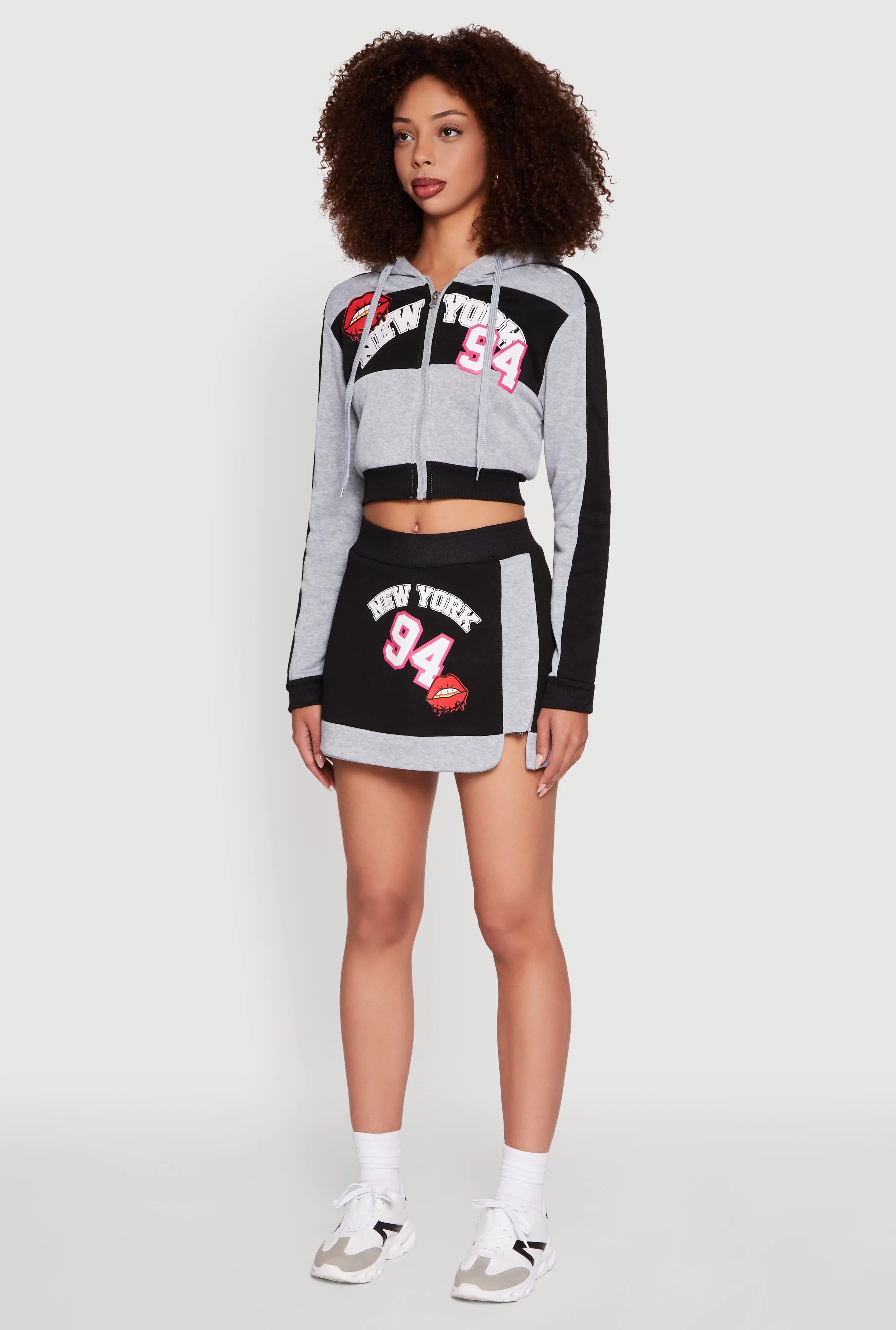 Trendy New York Graphic Cropped Hooded Sweatshirt sold by Rainbow product image thumbnail 5