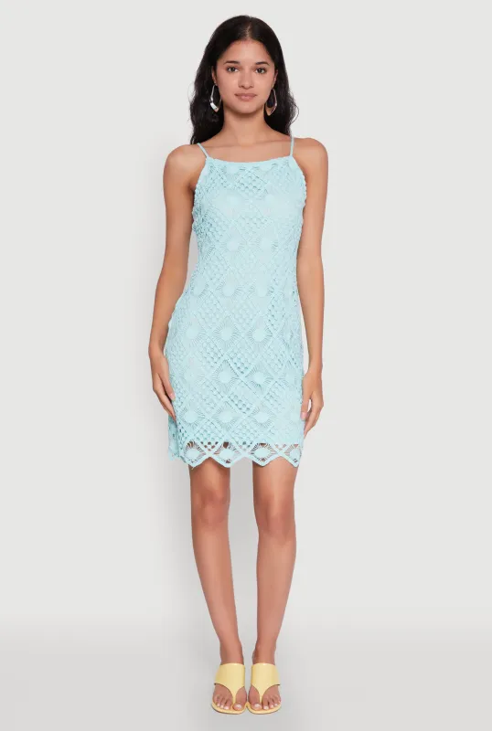 Trendy Patterned Crochet Sleeveless Dress sold by Rainbow
