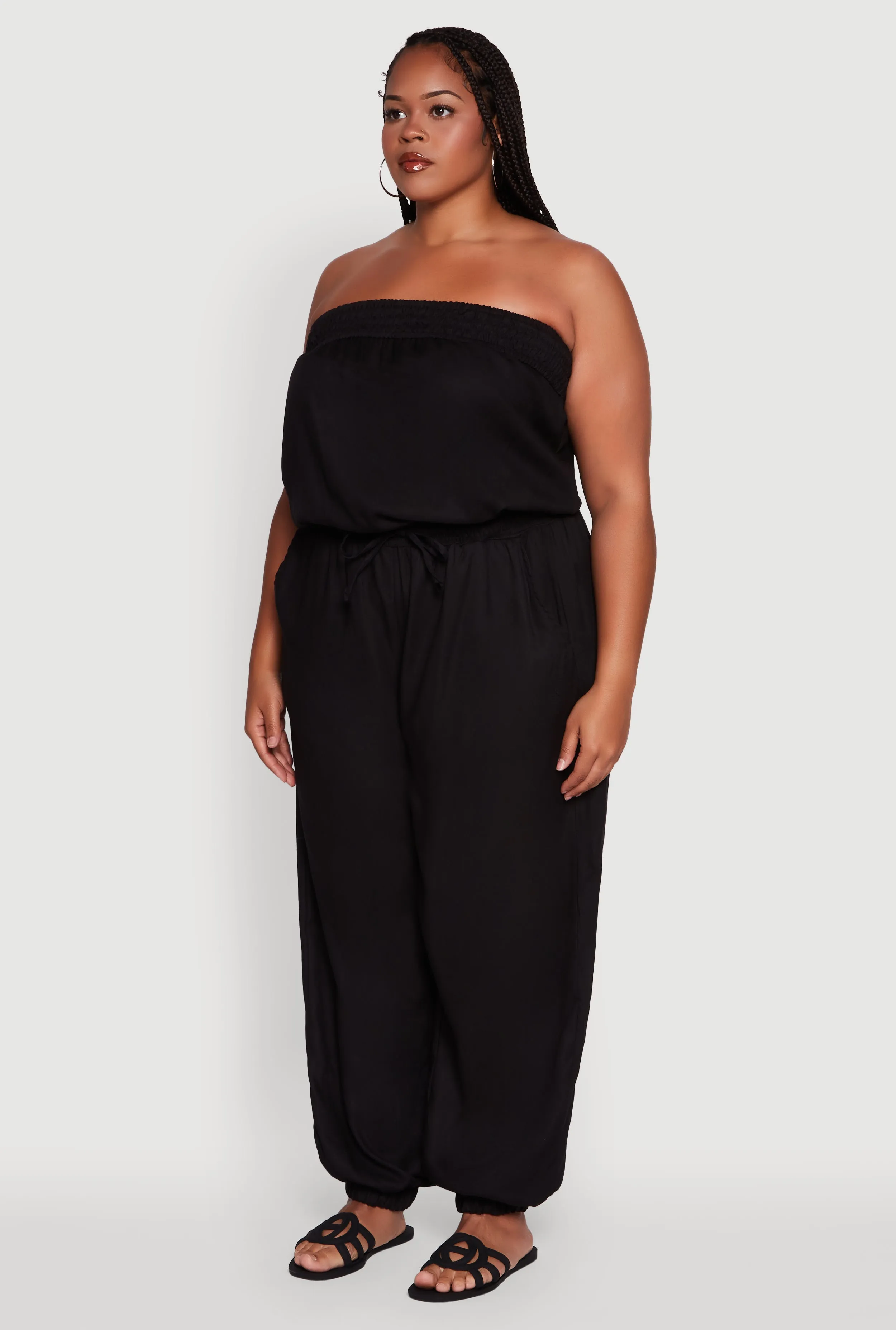 Plus Size Strapless Tube Jumpsuit with Tie Waist sold by Rainbow product image thumbnail 3