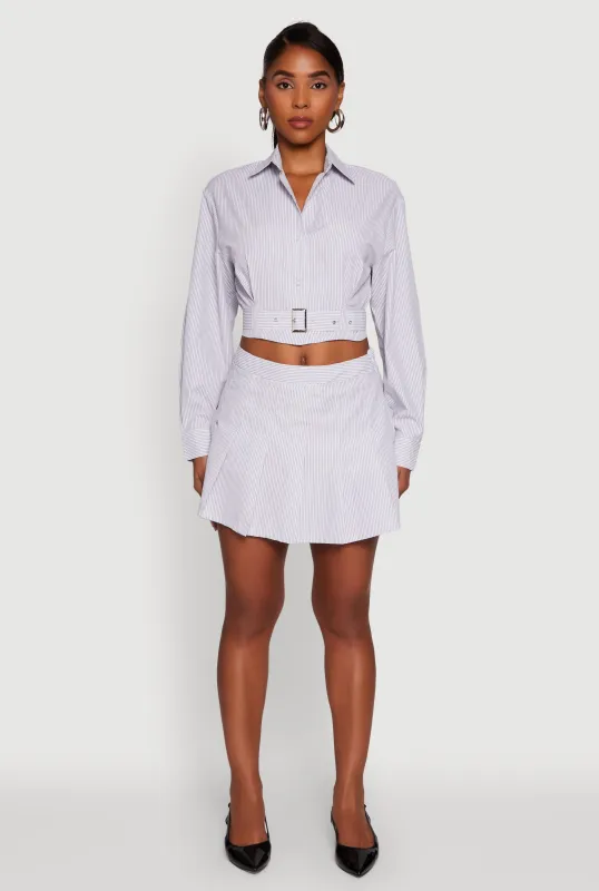 Striped Pleated Mini Skort sold by Rainbow