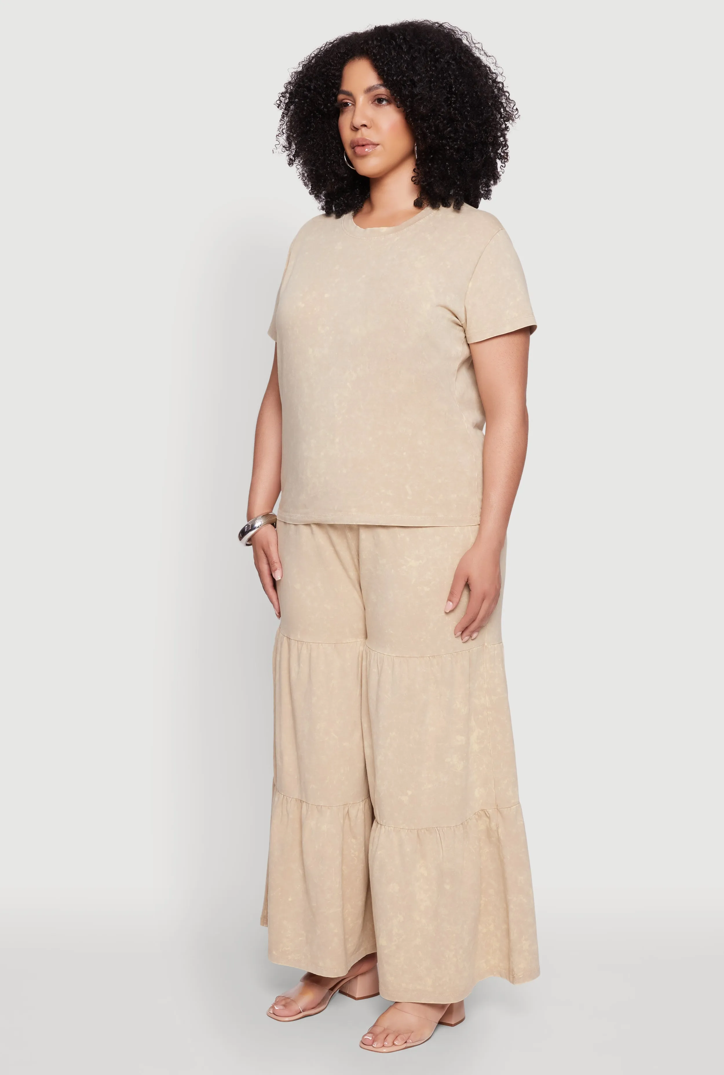 Plus Size Acid Wash Crew Neck Short Sleeve T-Shirt sold by Rainbow product image thumbnail 5