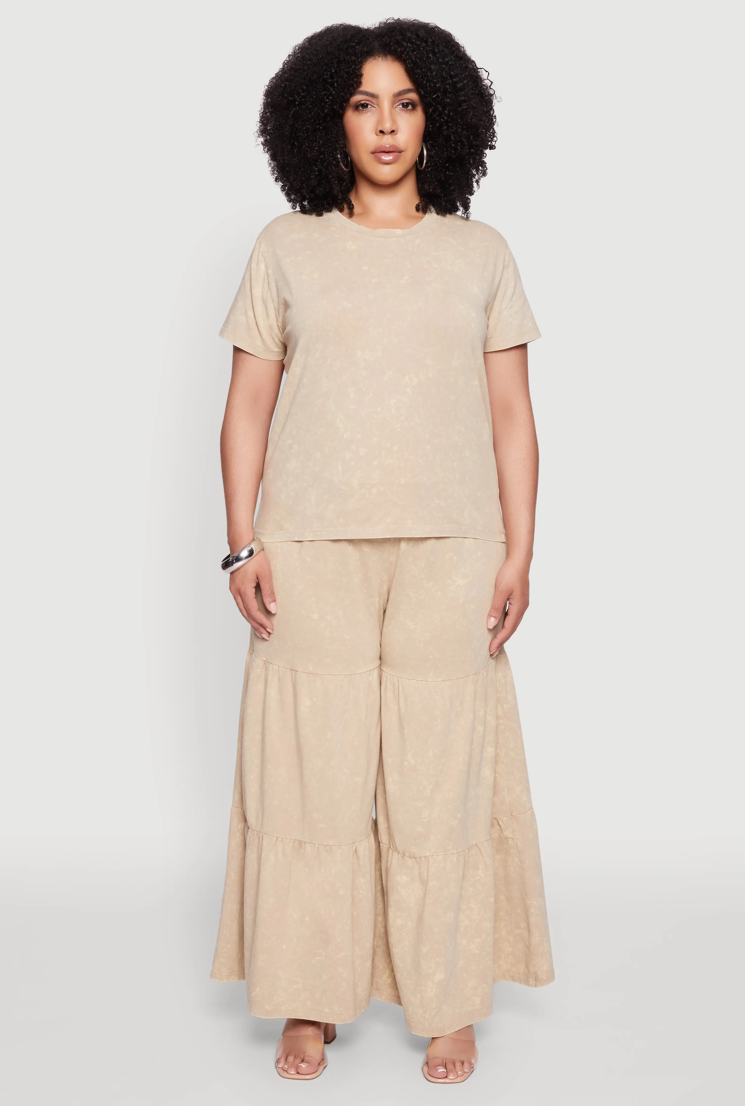 Plus Size Acid Wash Crew Neck Short Sleeve T-Shirt sold by Rainbow product image thumbnail 2