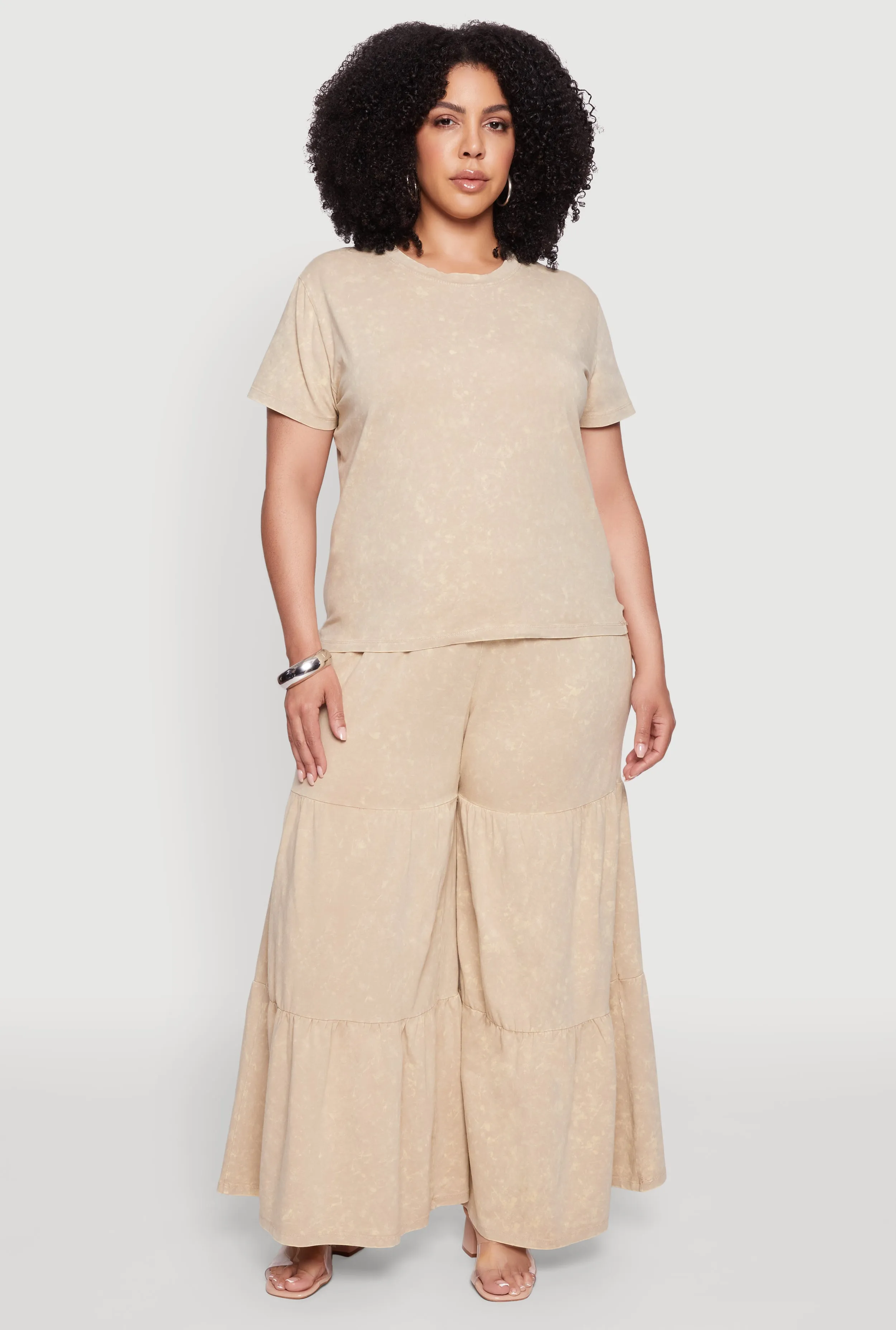 Plus Size Acid Wash Crew Neck Short Sleeve T-Shirt sold by Rainbow product image thumbnail 3