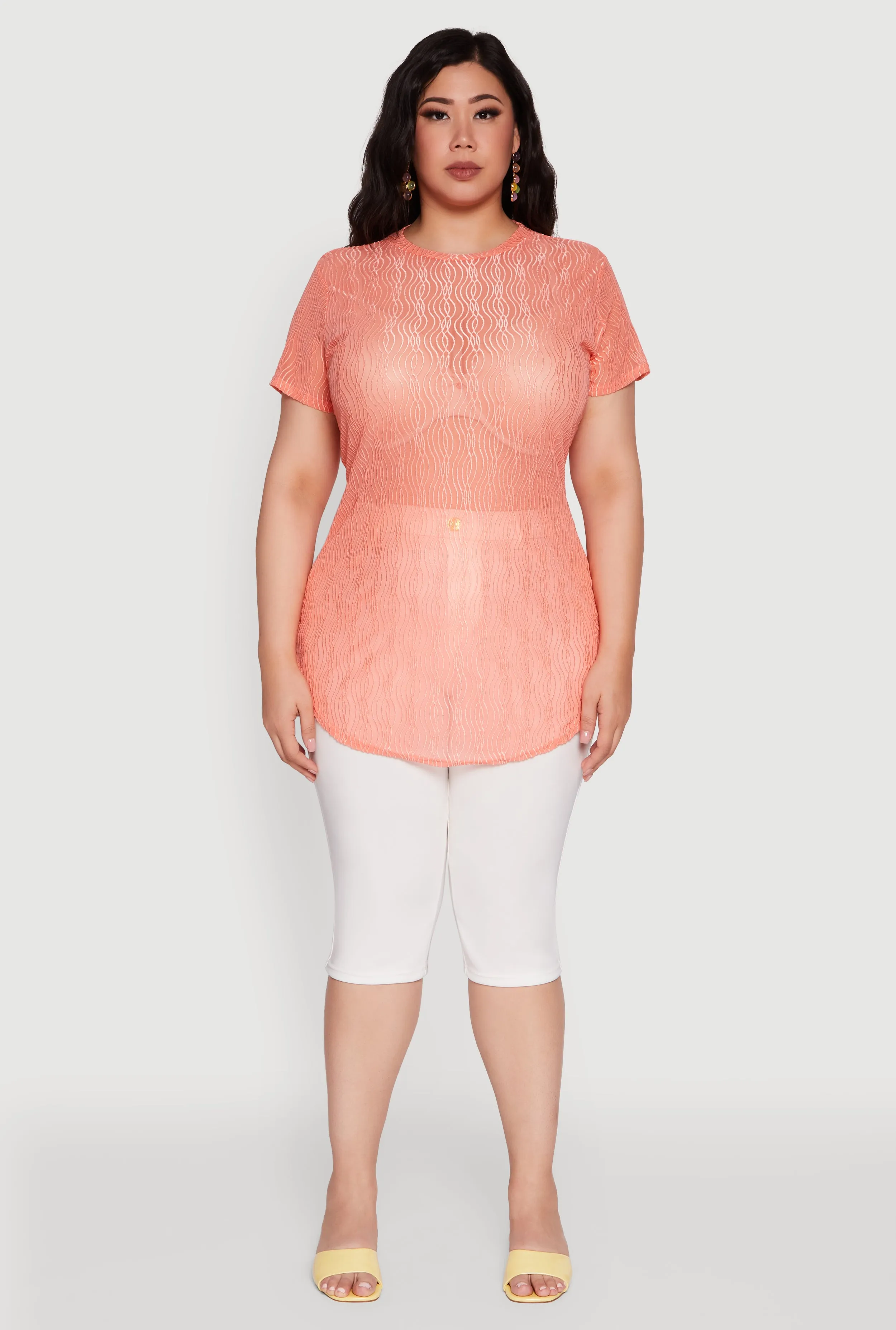 Plus Size Sheer Textured Knit Tunic Top sold by Rainbow product image thumbnail 3