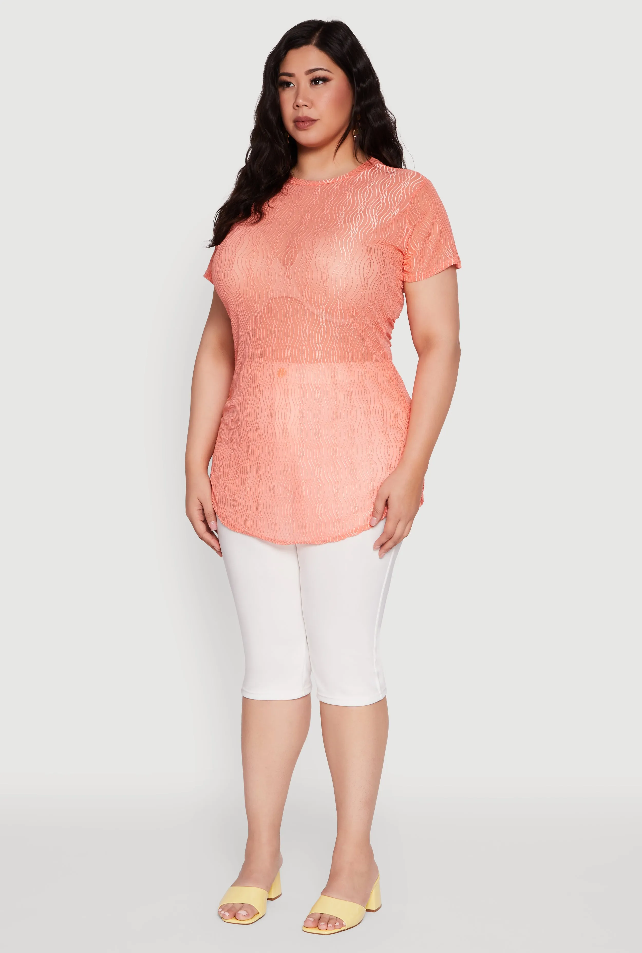 Plus Size Sheer Textured Knit Tunic Top sold by Rainbow product image thumbnail 5