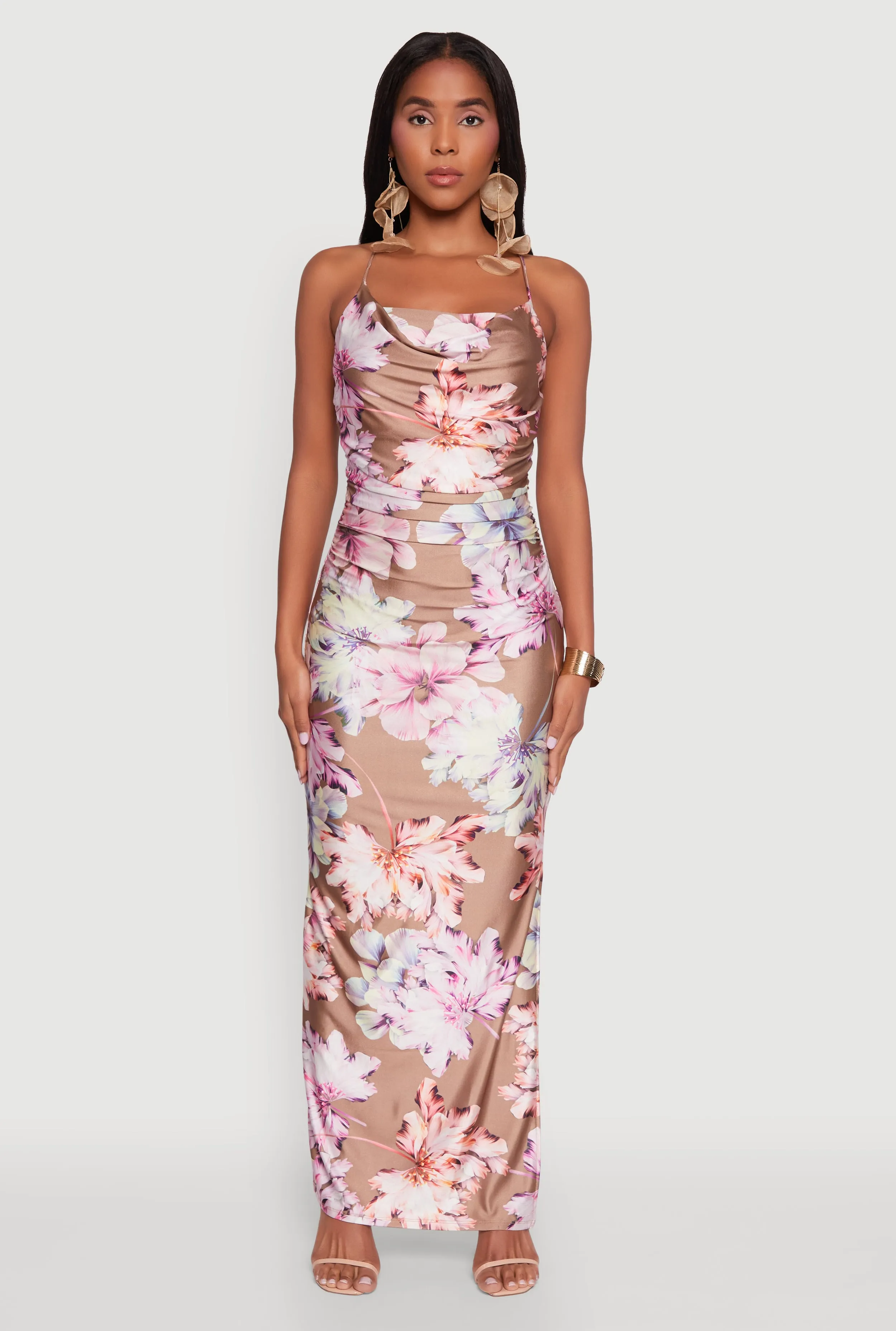 Haute Monde Floral Lace Up Side Slit Maxi Dress sold by Rainbow product image thumbnail 2