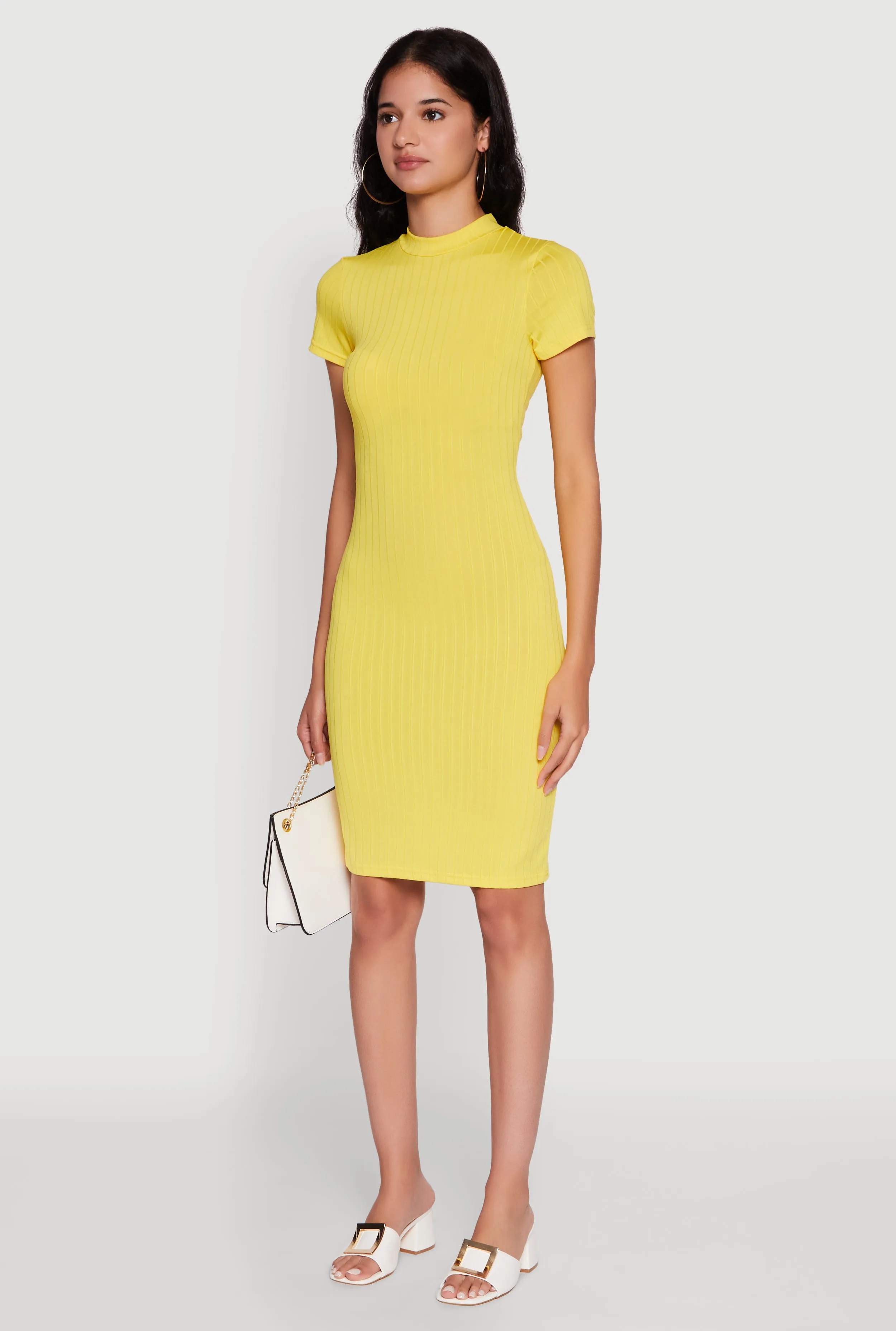 Daisy Rib Knit Mock Neck T Shirt Dress sold by Rainbow product image thumbnail 3