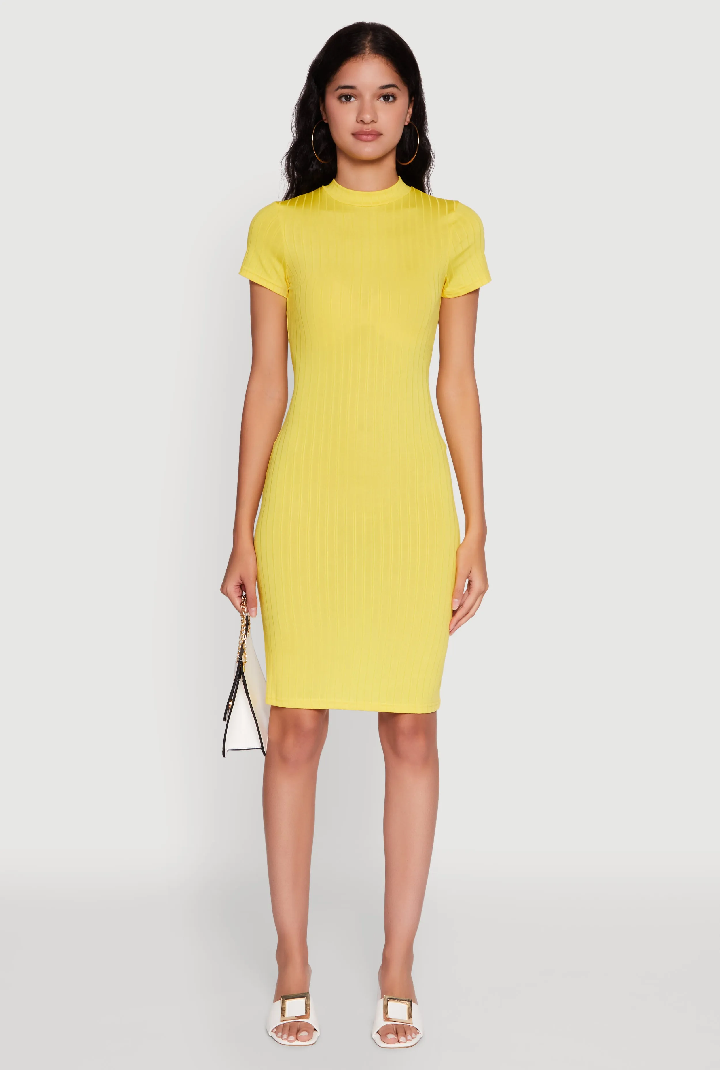 Daisy Rib Knit Mock Neck T Shirt Dress sold by Rainbow product image thumbnail 2