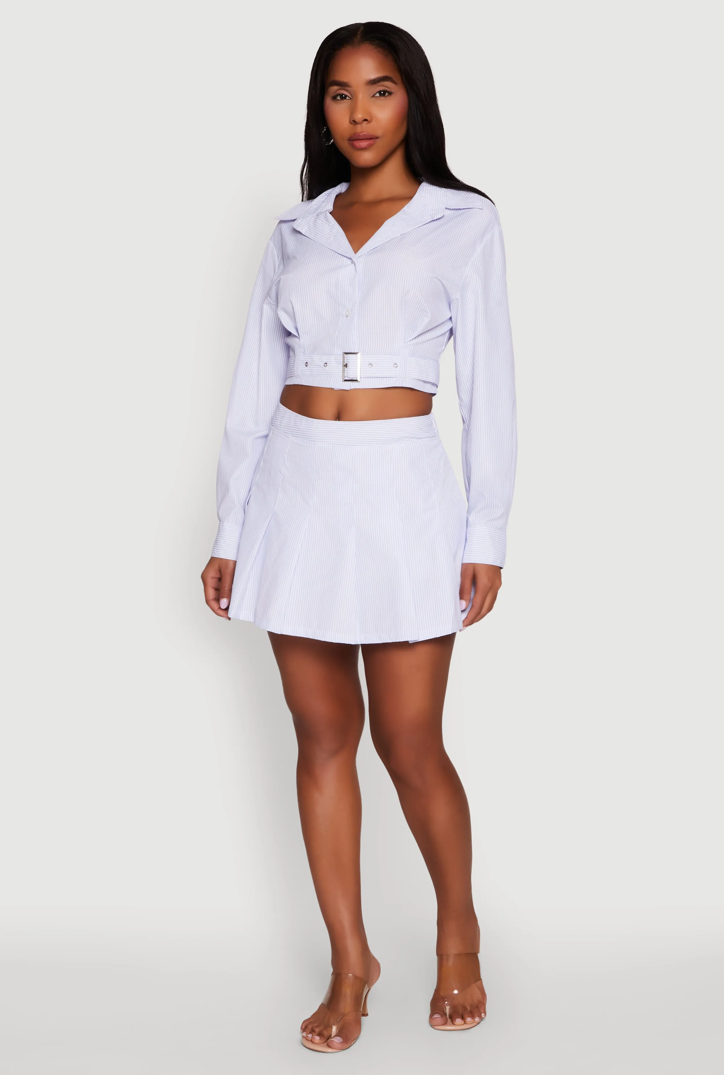 Striped Pleated Mini Skort sold by Rainbow