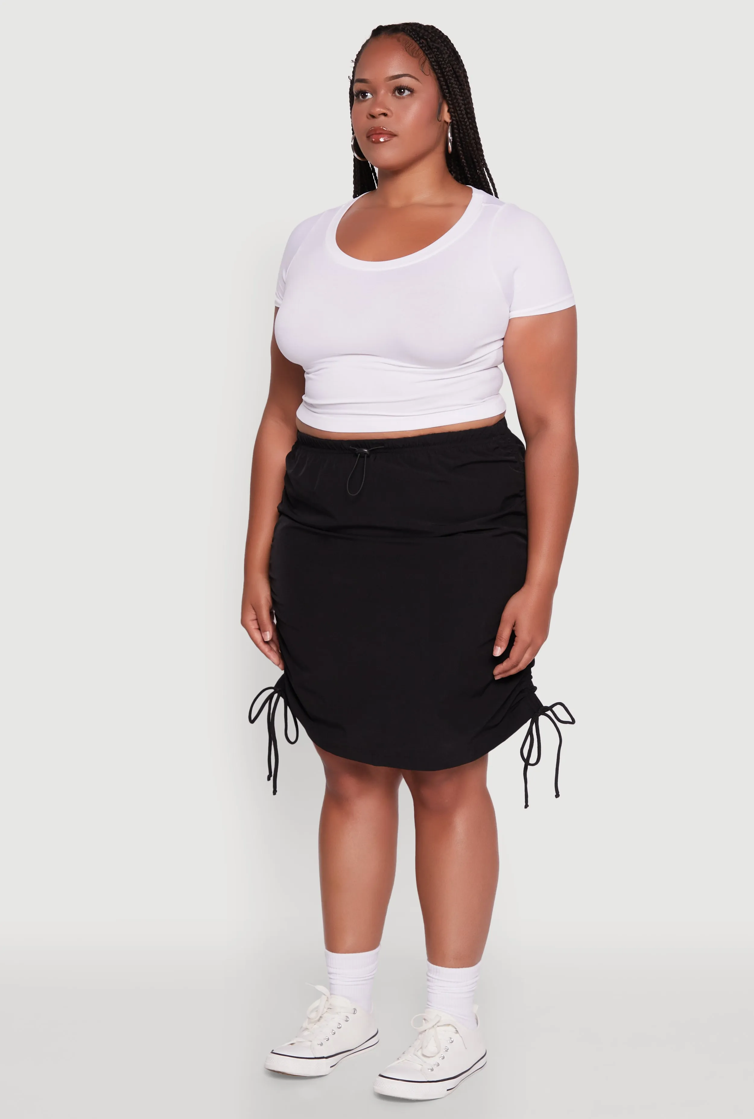Plus Size Toggle Drawstring Waist Midi Skirt sold by Rainbow product image thumbnail 3