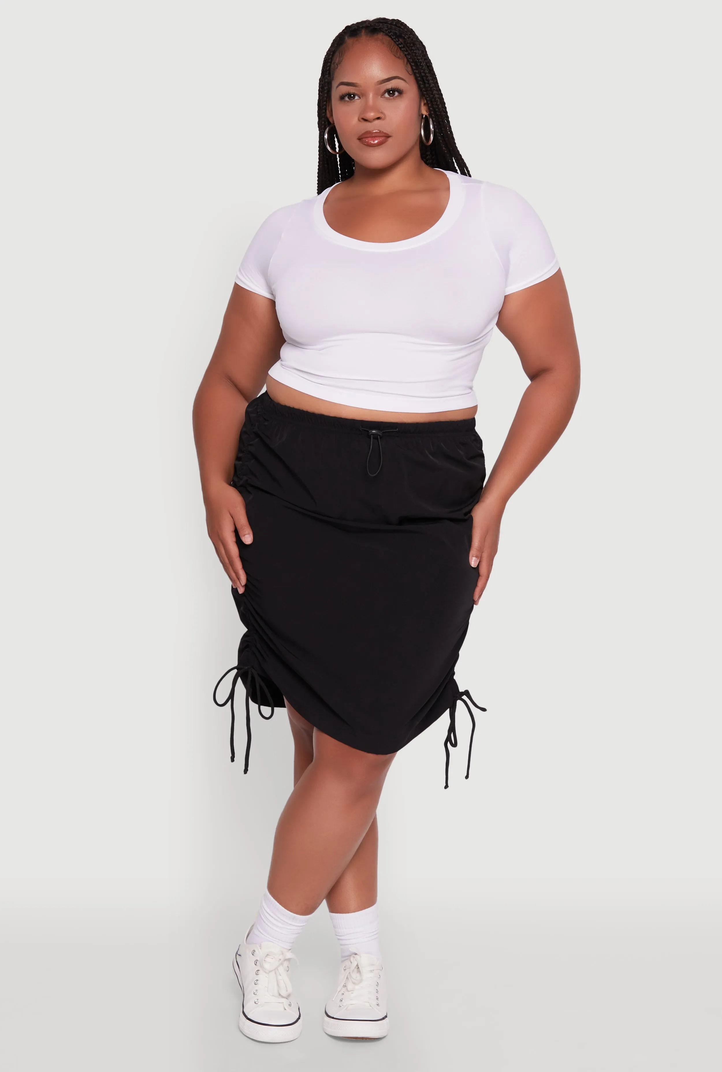 Plus Size Toggle Drawstring Waist Midi Skirt sold by Rainbow product image thumbnail 2