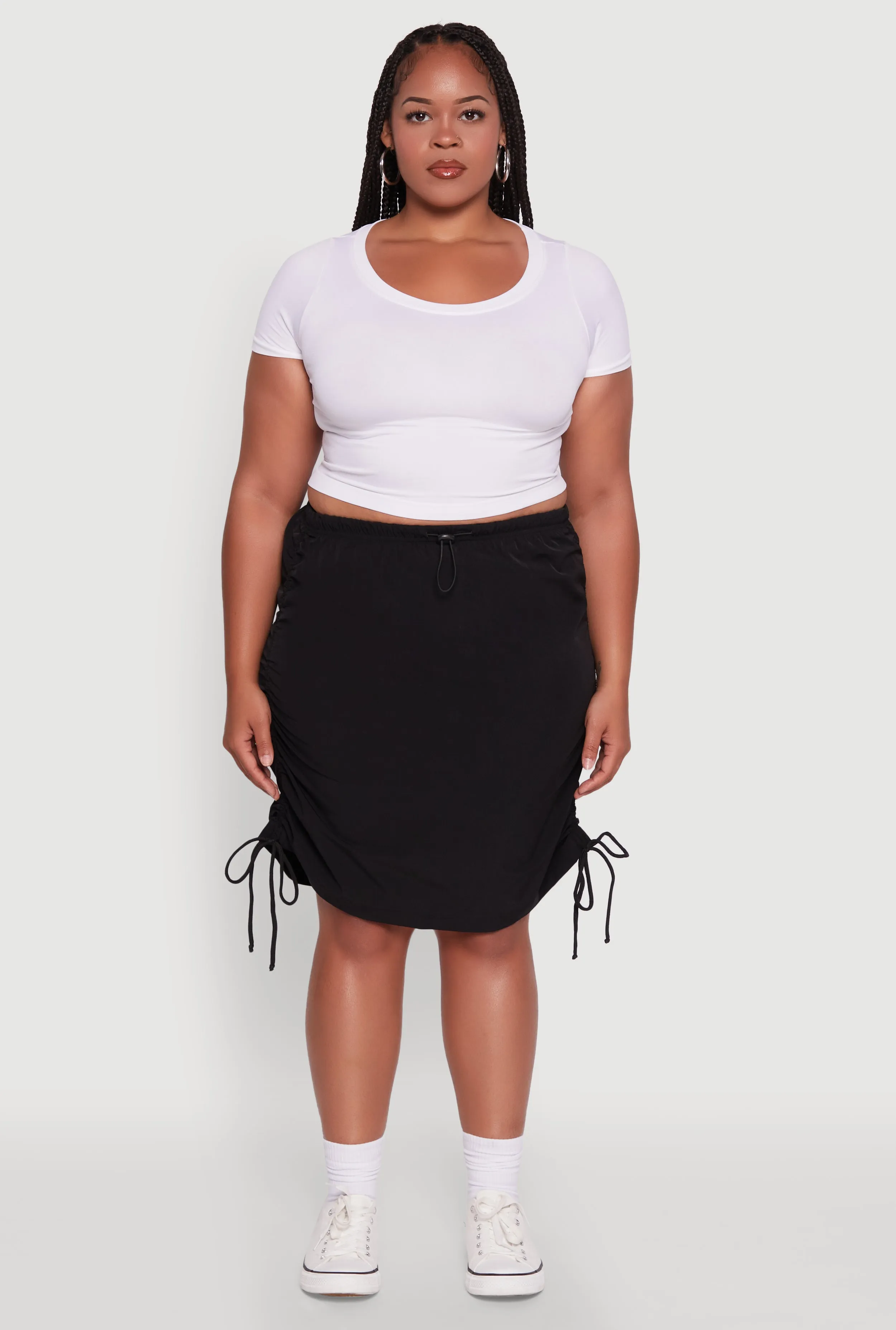 Plus Size Toggle Drawstring Waist Midi Skirt sold by Rainbow