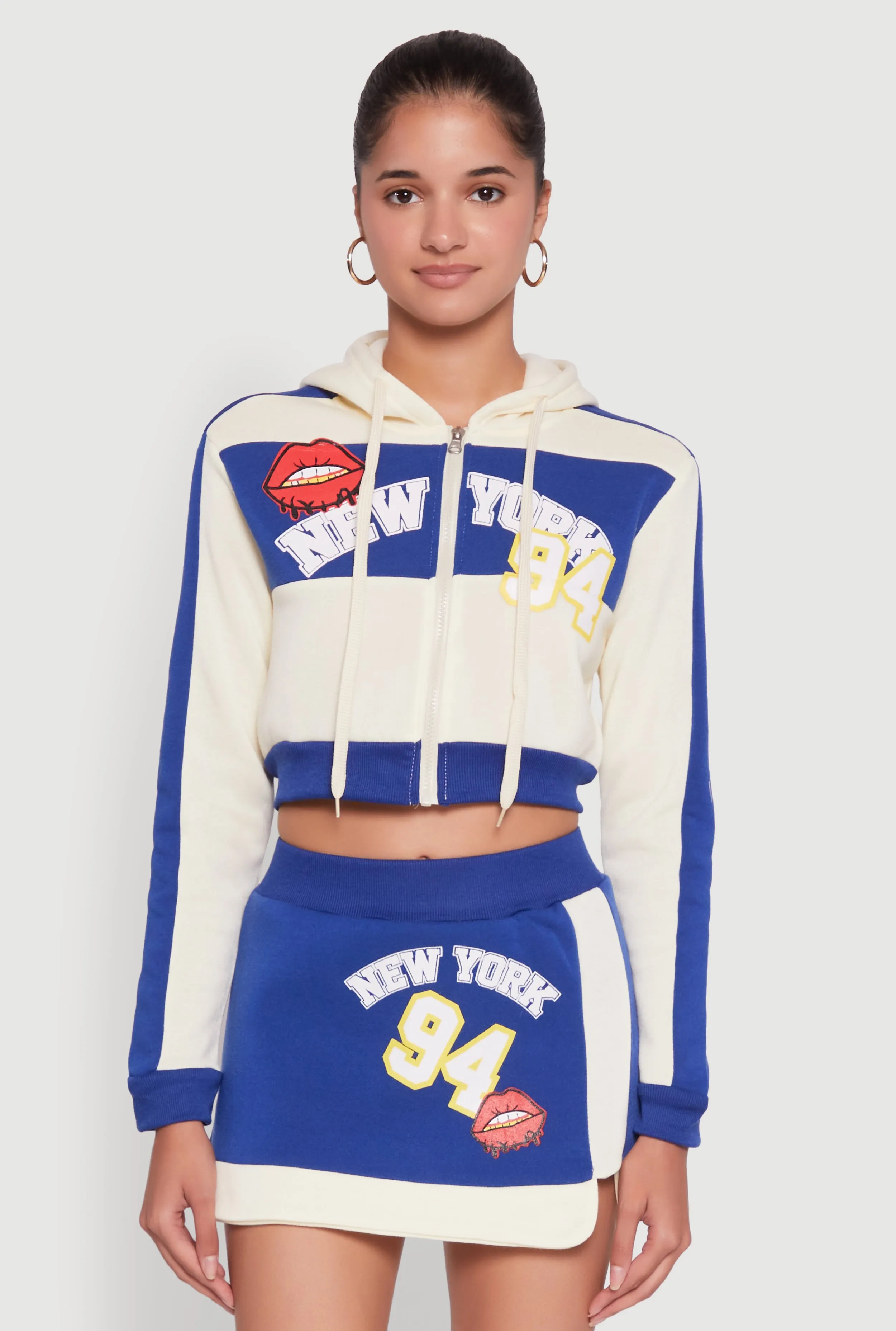 Trendy New York Graphic Cropped Hooded Sweatshirt sold by Rainbow