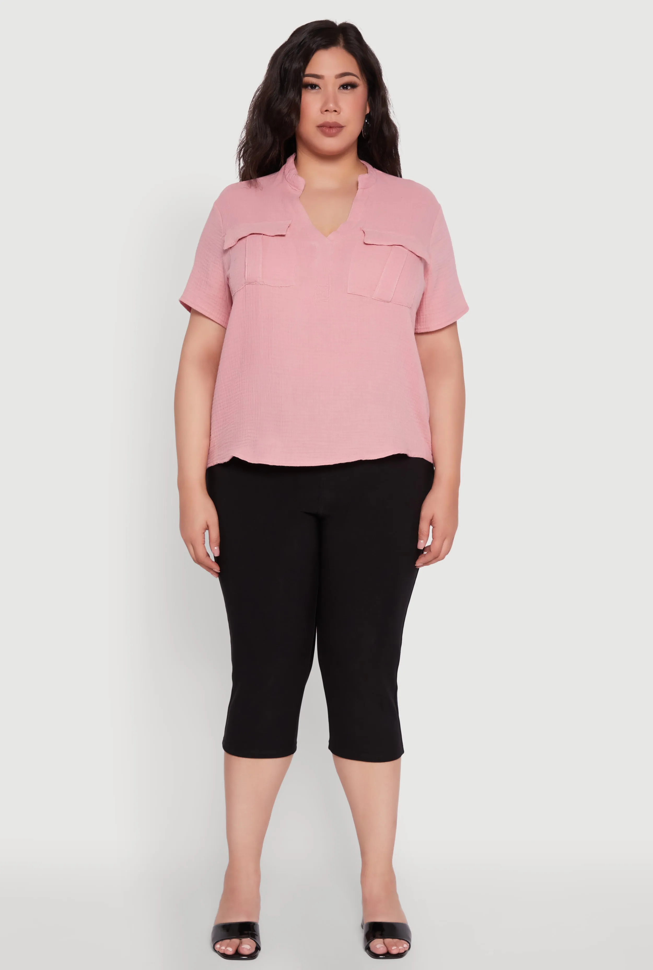 Plus Size Gauze Knit Cargo Pocket Blouse sold by Rainbow product image thumbnail 3