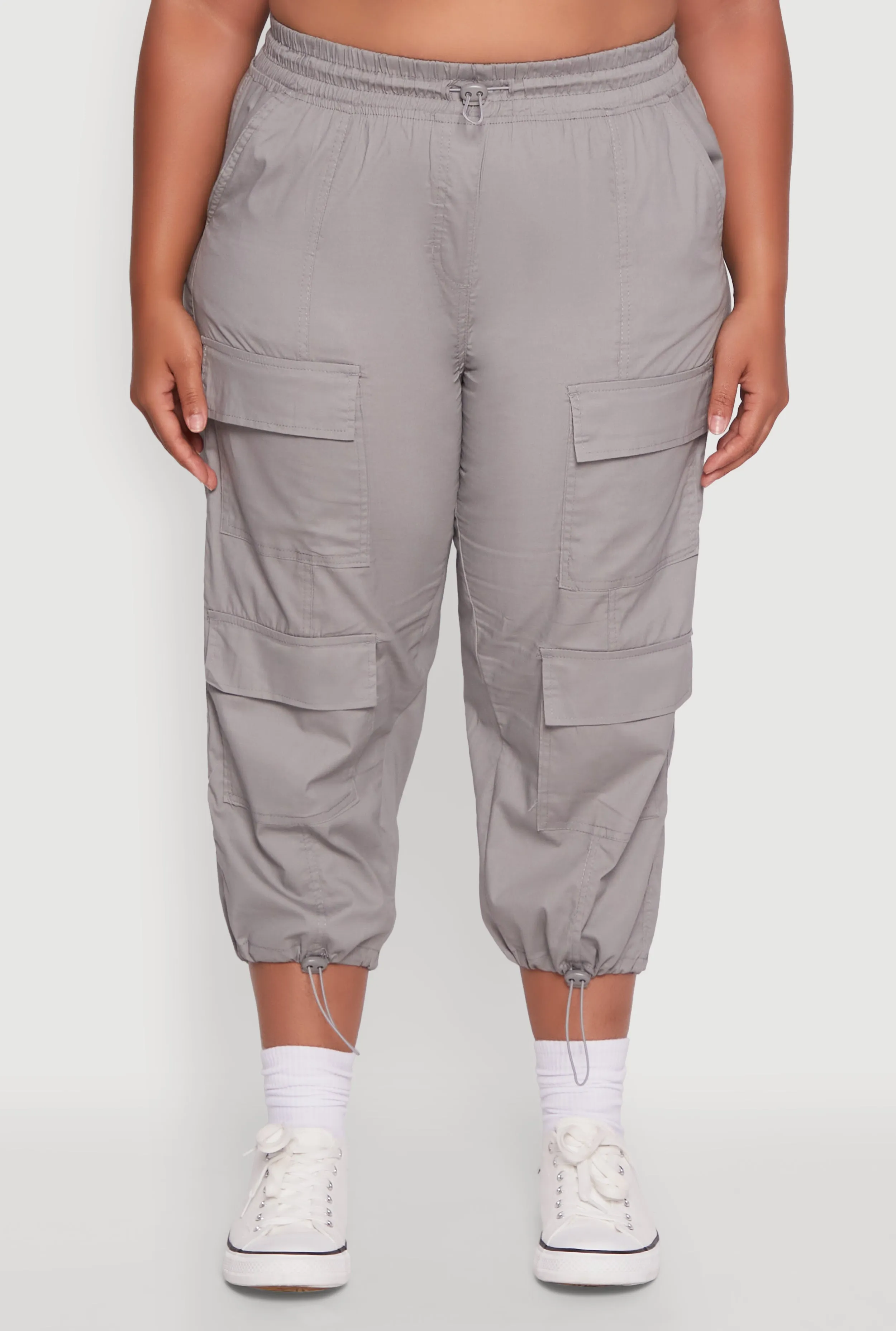 Plus Size Poplin Drawstring Hem Utility Capris sold by Rainbow product image thumbnail 5