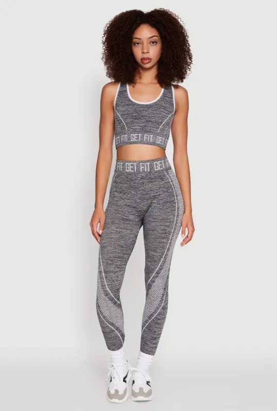 Get Fit Graphic Print Marled High Waisted Leggings sold by Rainbow