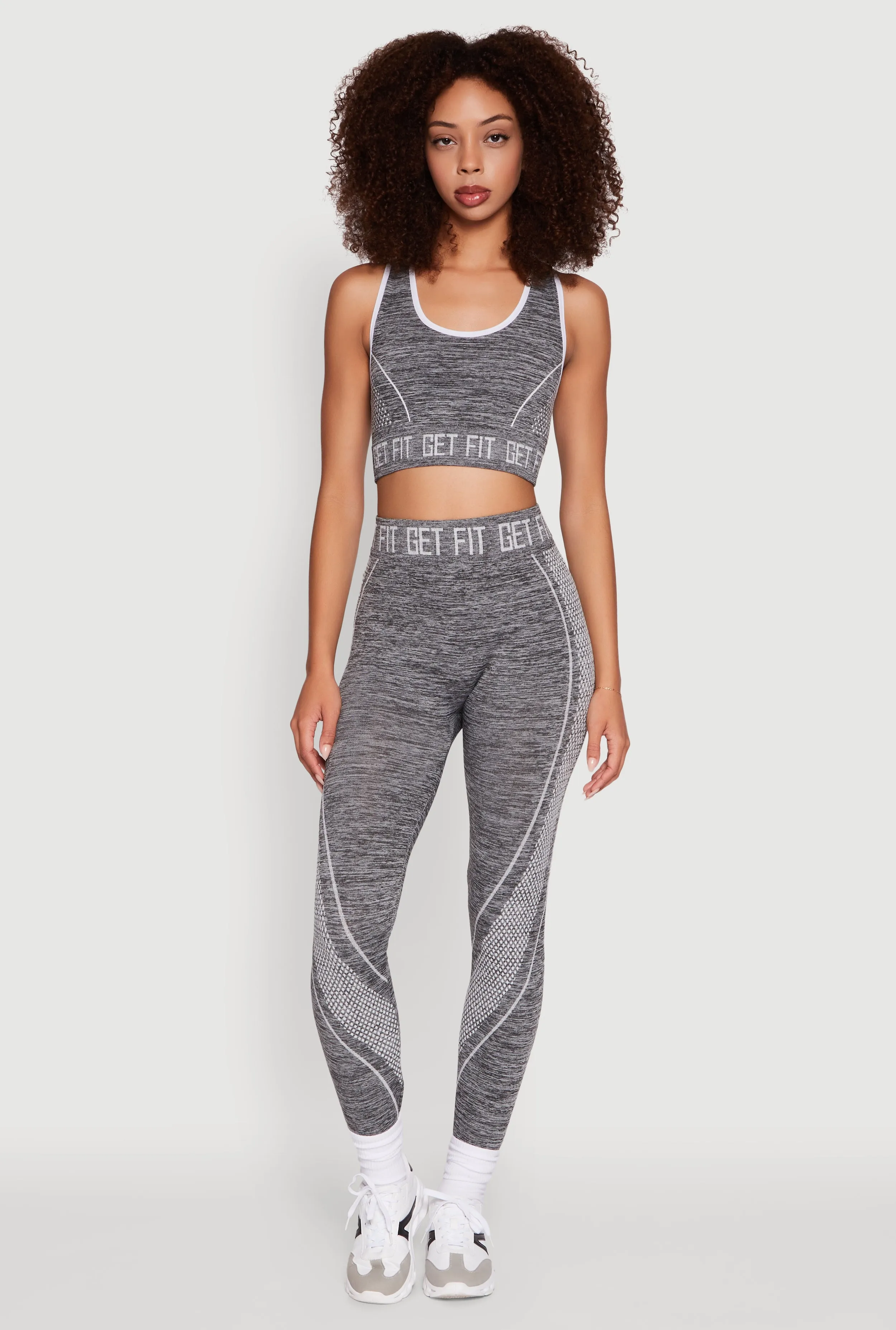 Get Fit Graphic Print Marled High Waisted Leggings sold by Rainbow