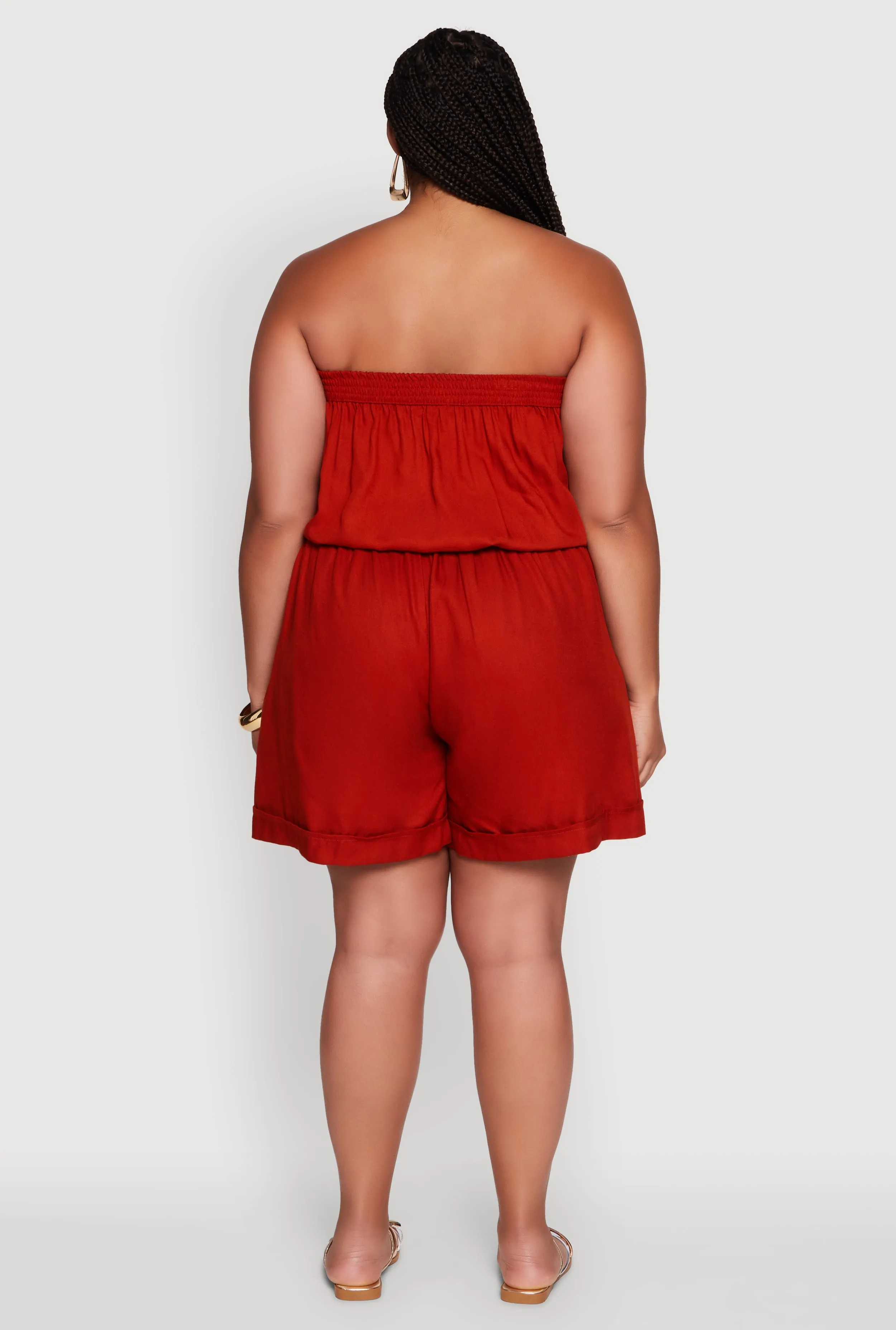 Plus Size Strapless Cargo Pocket Romper sold by Rainbow product image thumbnail 5