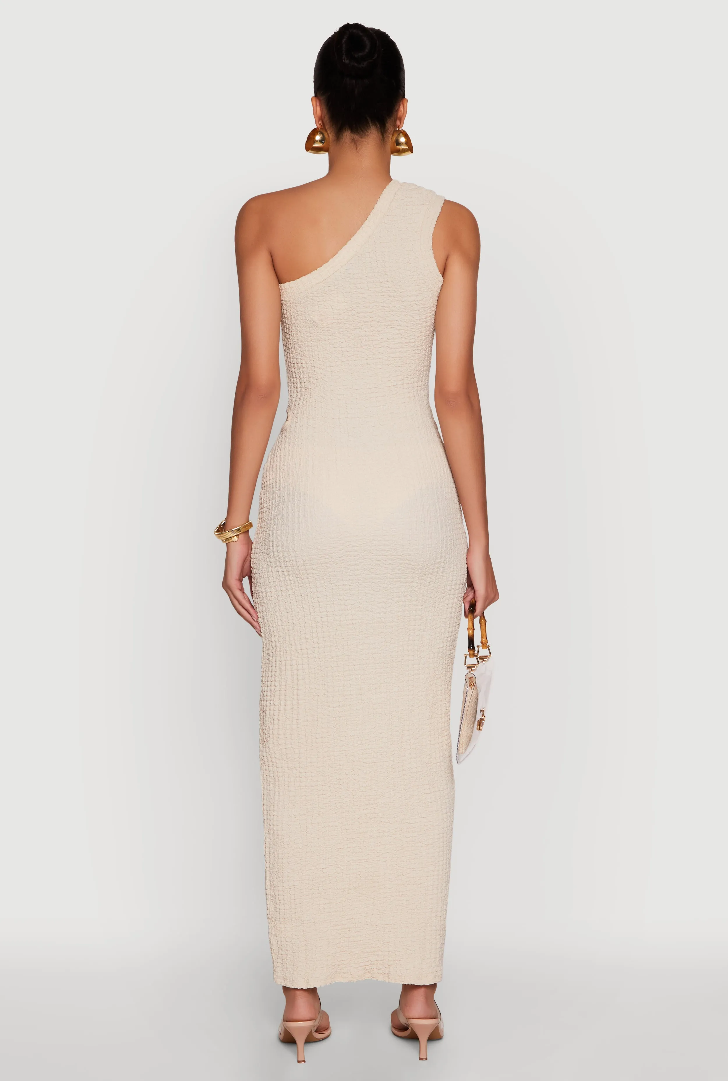 Trendy One Shoulder Flower Cut Out Maxi Dress sold by Rainbow product image thumbnail 5