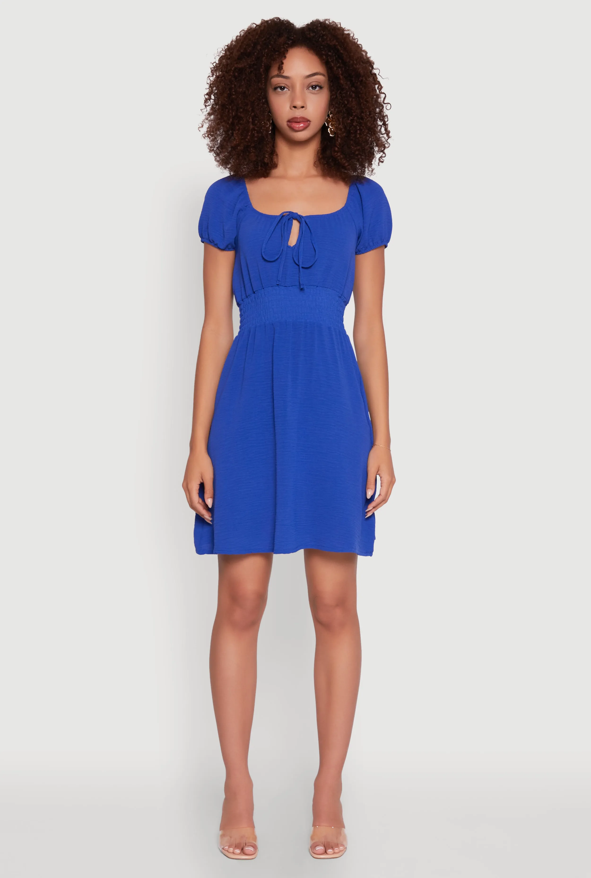 Crepe Knit Puff Sleeve Peasant Dress sold by Rainbow product image thumbnail 2