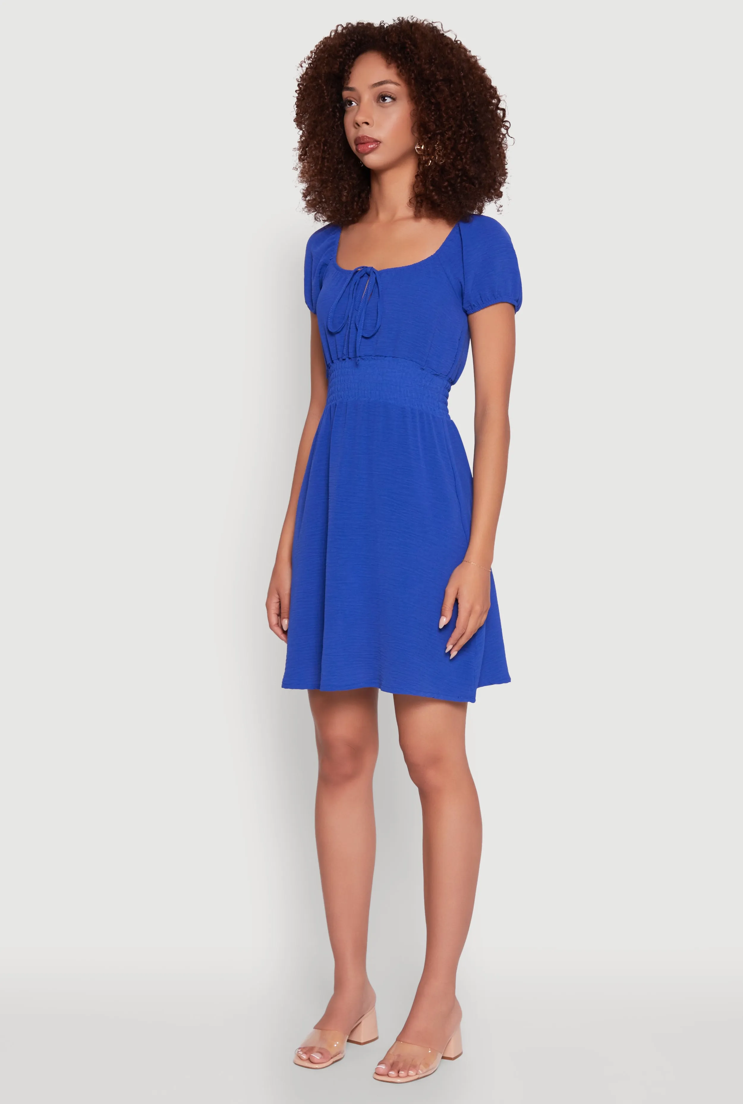 Crepe Knit Puff Sleeve Peasant Dress sold by Rainbow product image thumbnail 3