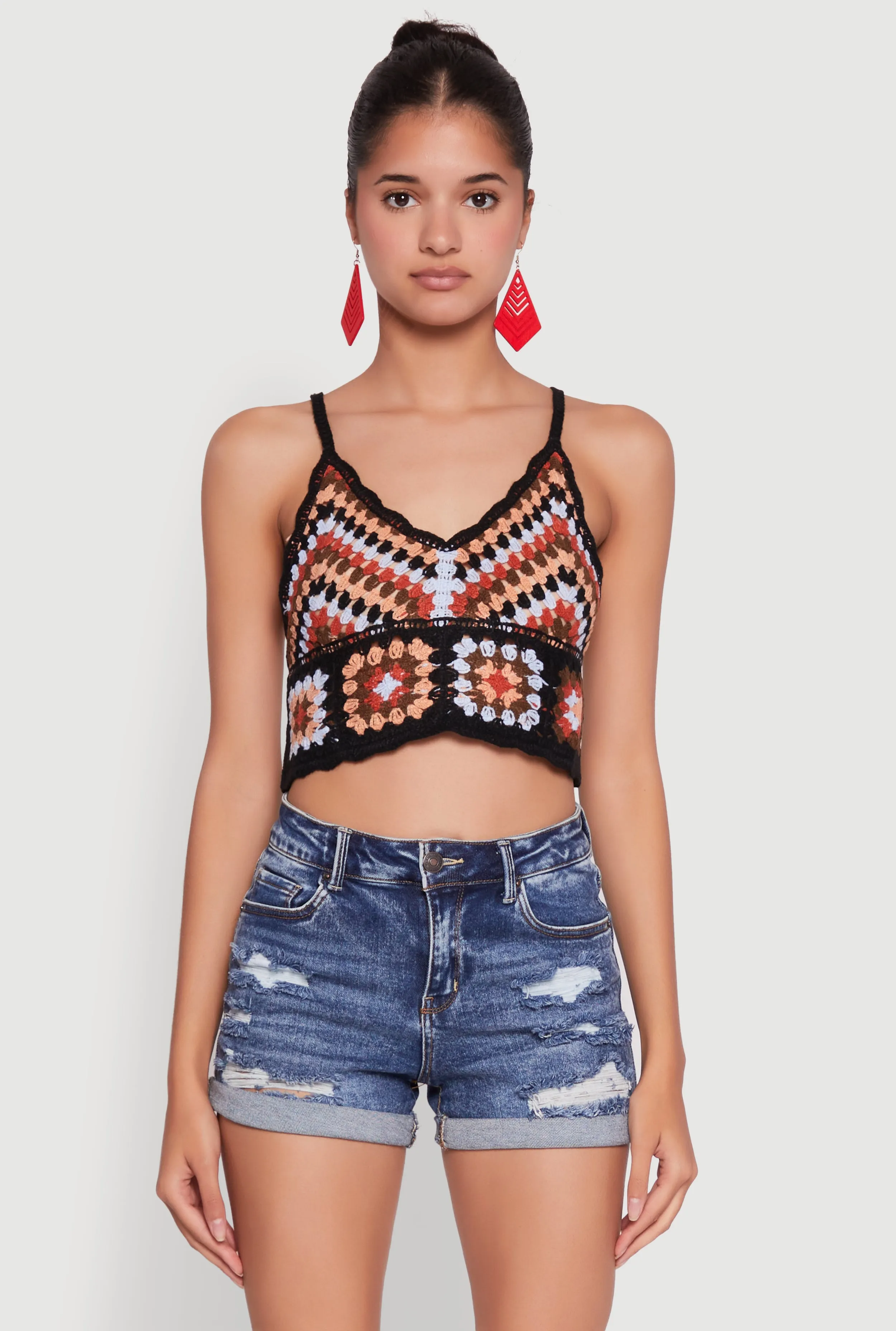 Boho Crochet Sleeveless V-Neck Crop Top sold by Rainbow product image thumbnail 2