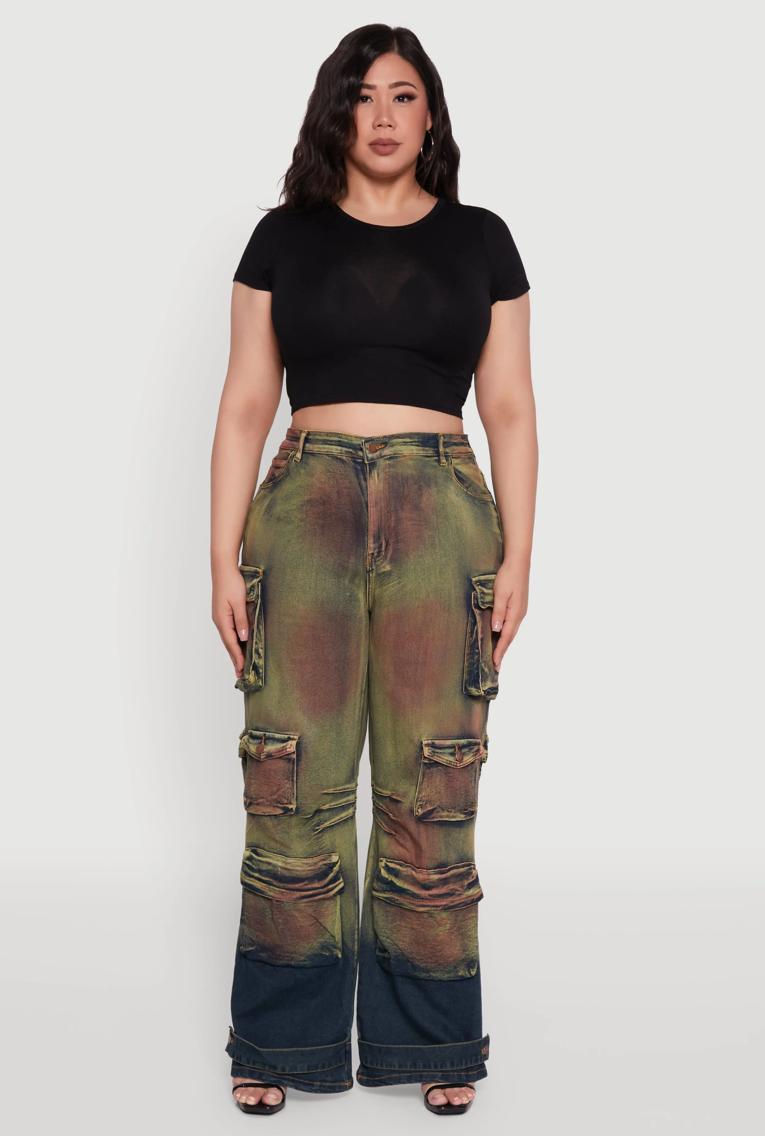 Plus Size Daisy High Waisted Wide Leg Utility Jeans sold by Rainbow product image thumbnail 2