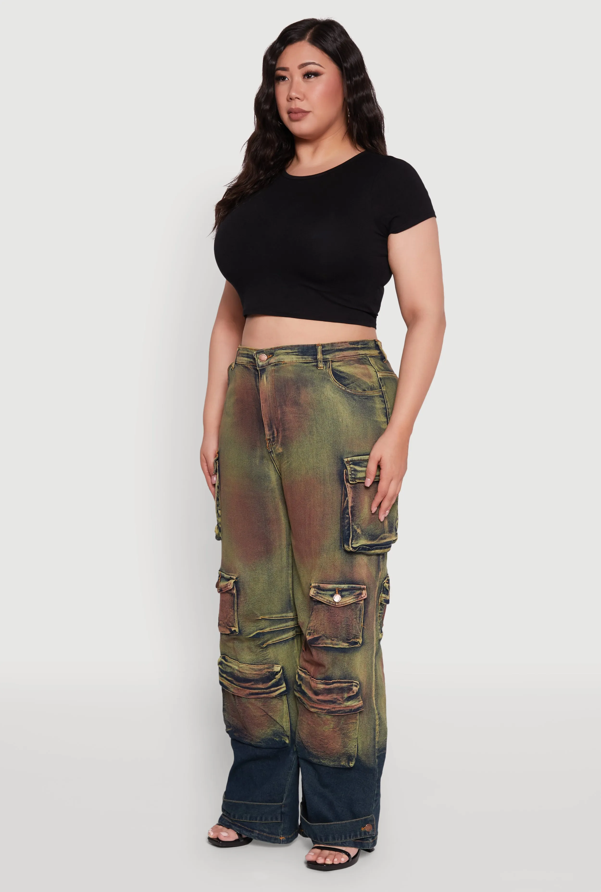 Plus Size Daisy High Waisted Wide Leg Utility Jeans sold by Rainbow product image thumbnail 3