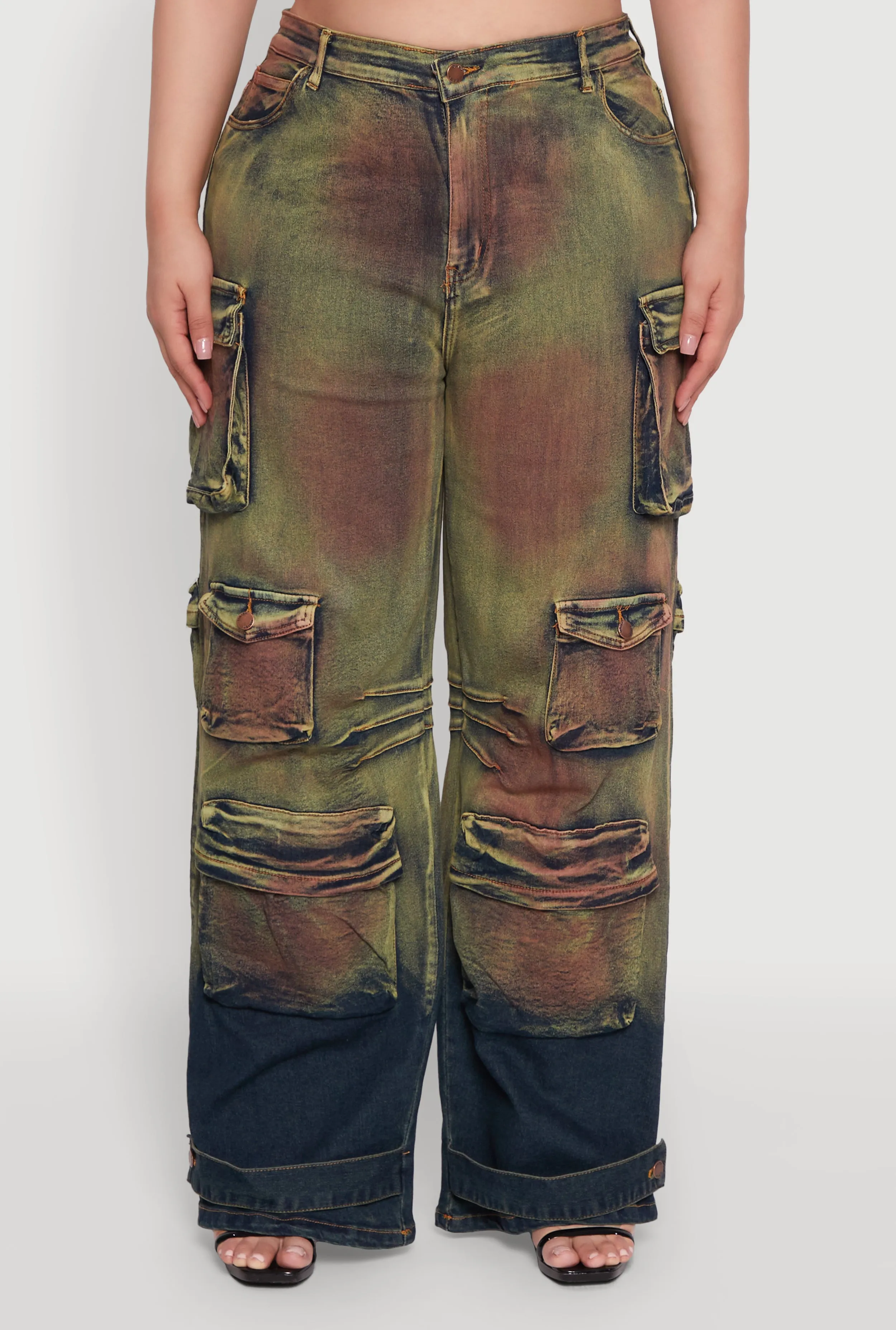 Plus Size Daisy High Waisted Wide Leg Utility Jeans sold by Rainbow product image thumbnail 5