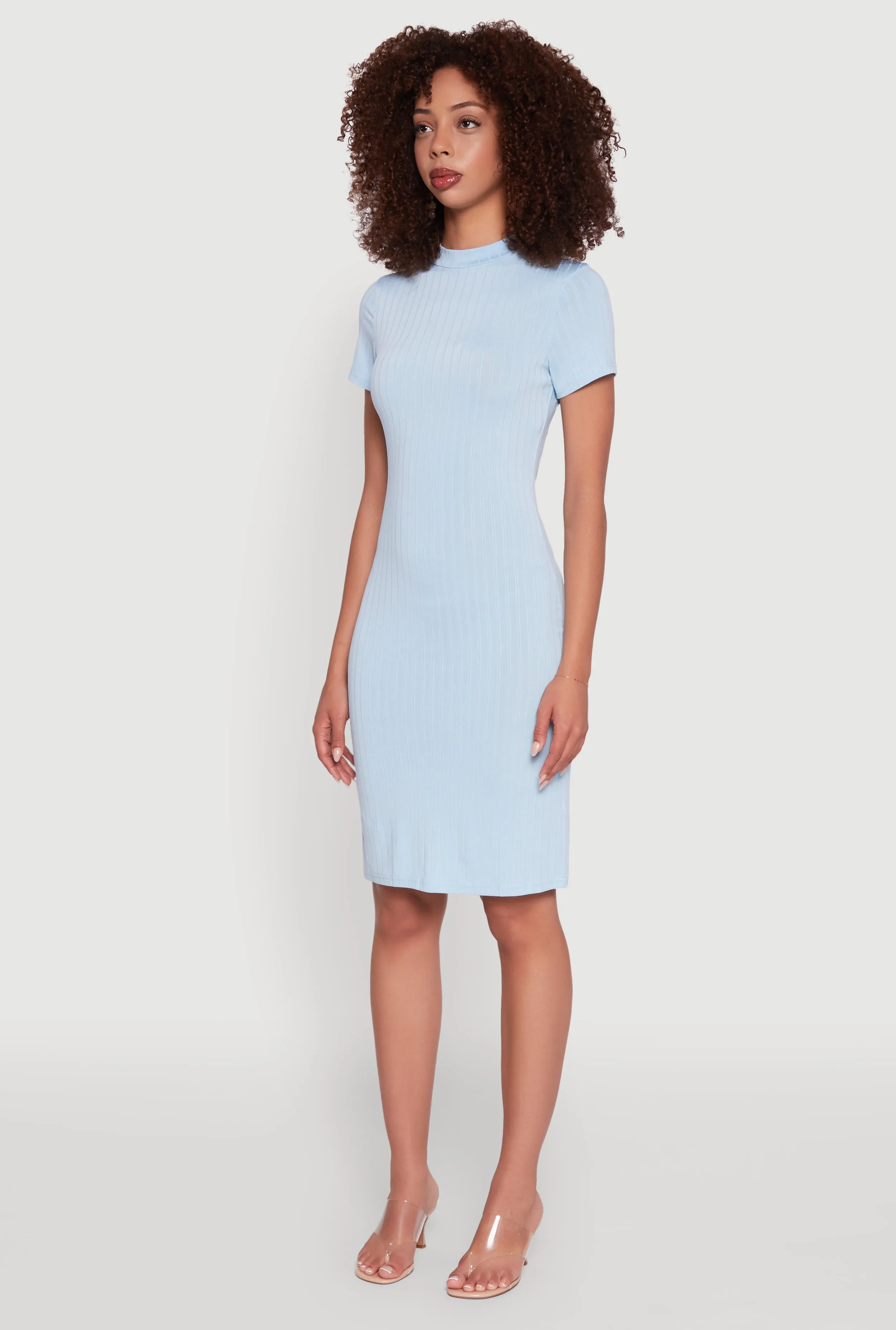 Daisy Rib Knit Mock Neck T Shirt Dress sold by Rainbow product image thumbnail 3